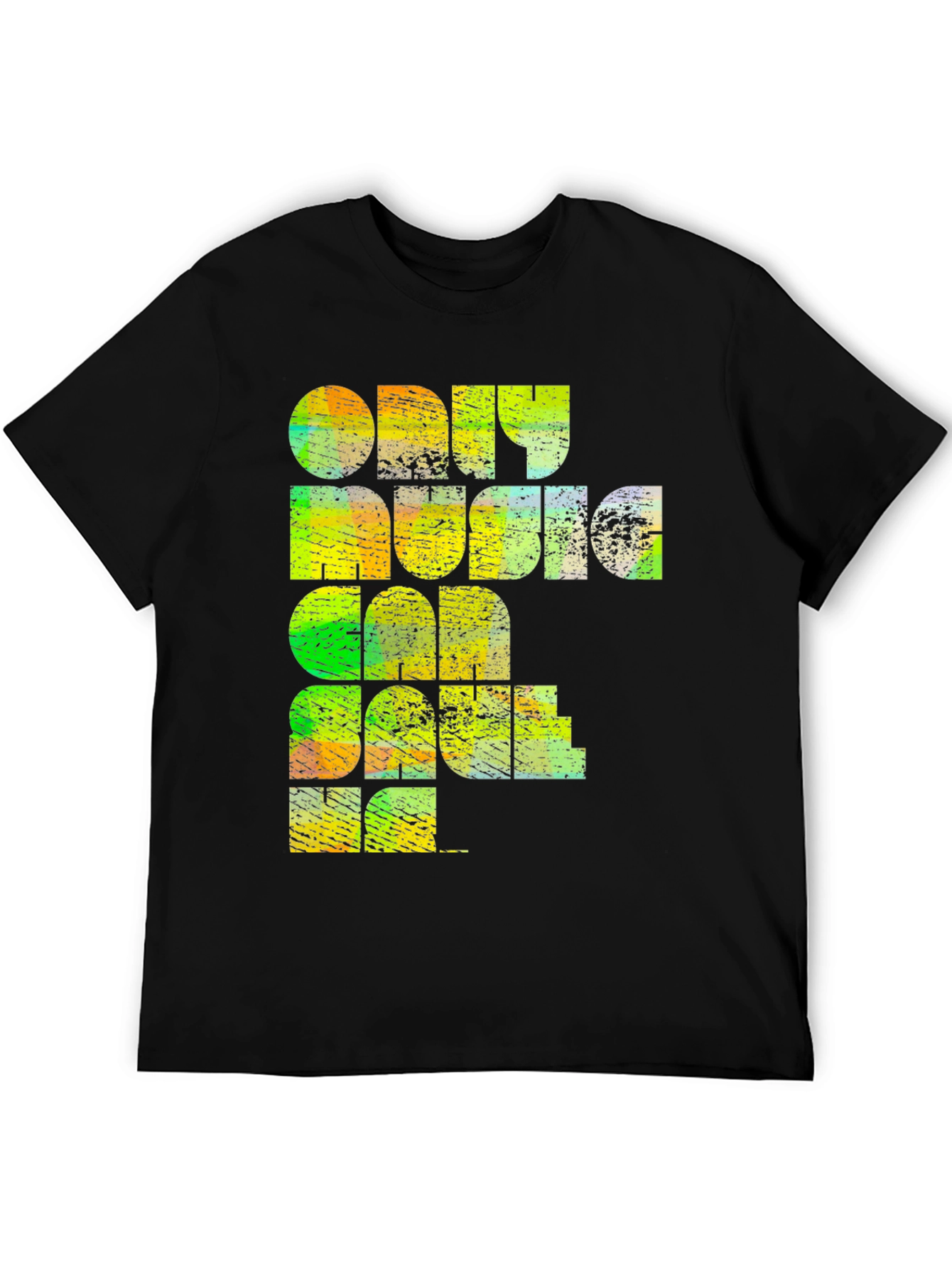 Black Retro Music Lover T-Shirt - "Only Music Can Save Me" view 5