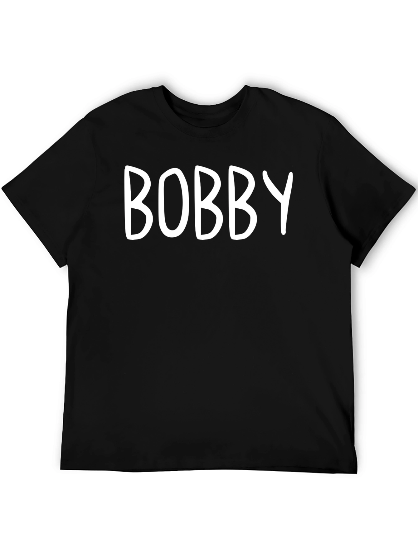 Black BOBBY - Personalized Black T-Shirt view 5