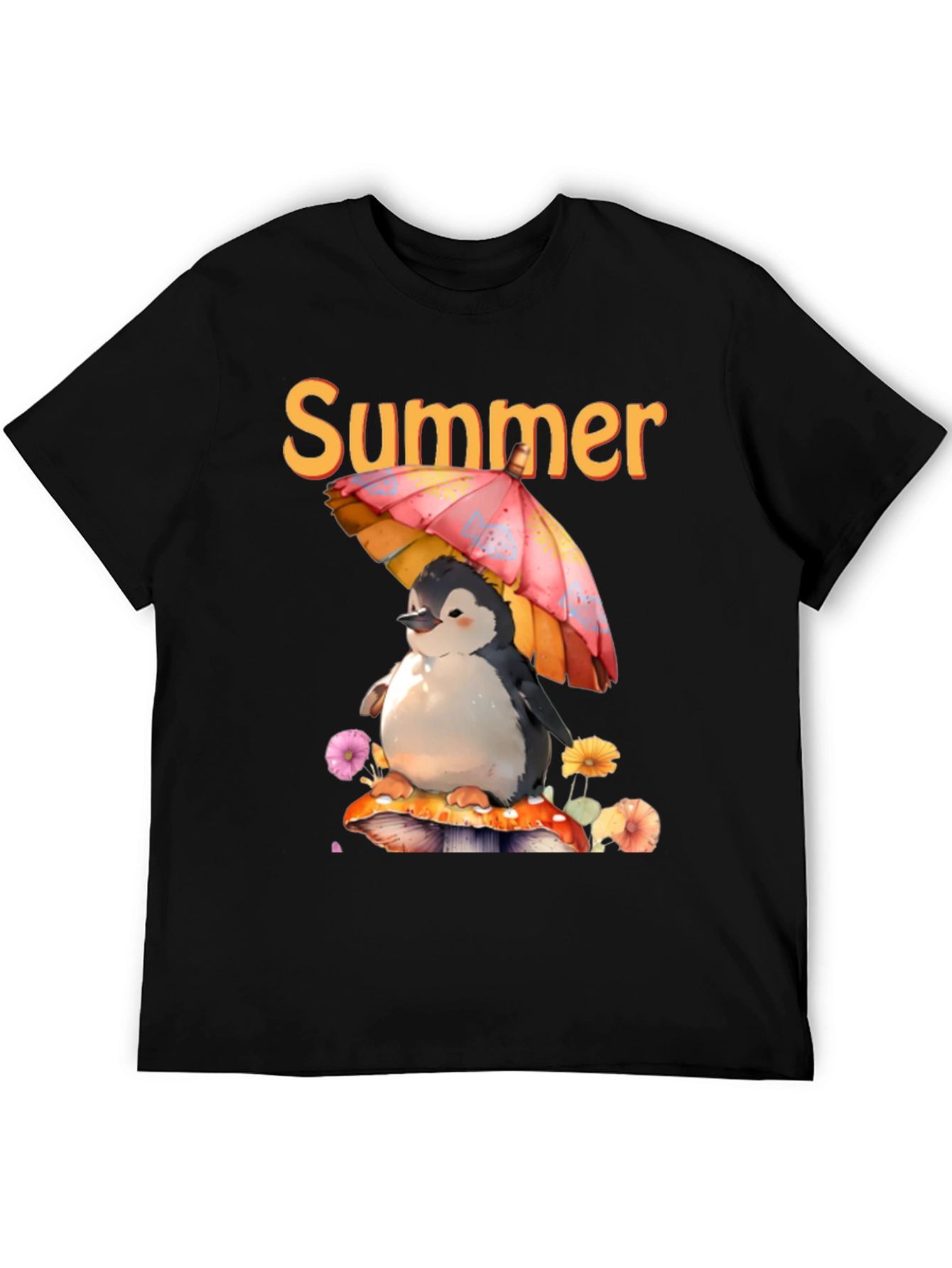 Black Summer Penguin Graphic T-Shirt view 5