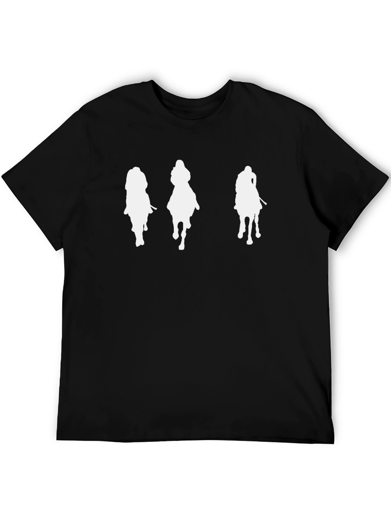 Black Men's Black T-Shirt with Horse Riders Graphic view 5