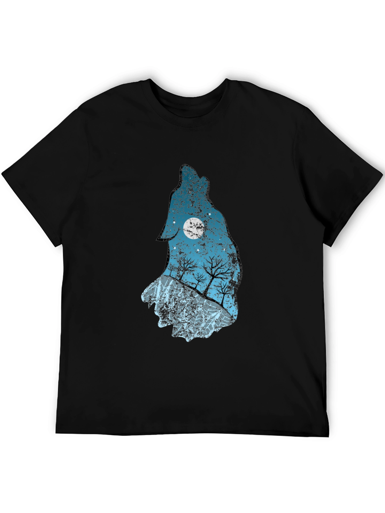 Black Wolf Moon Graphic Tee - Black Cotton T-Shirt view 5