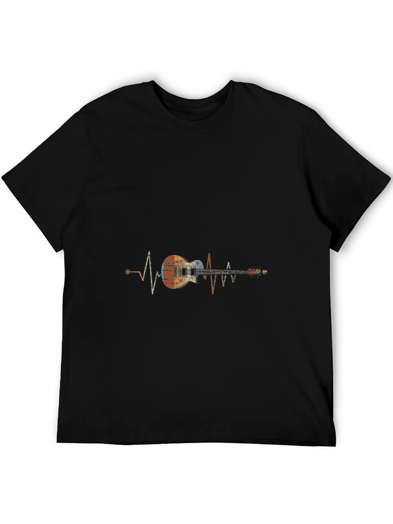Black Guitar Heartbeat Graphic Tee view 5
