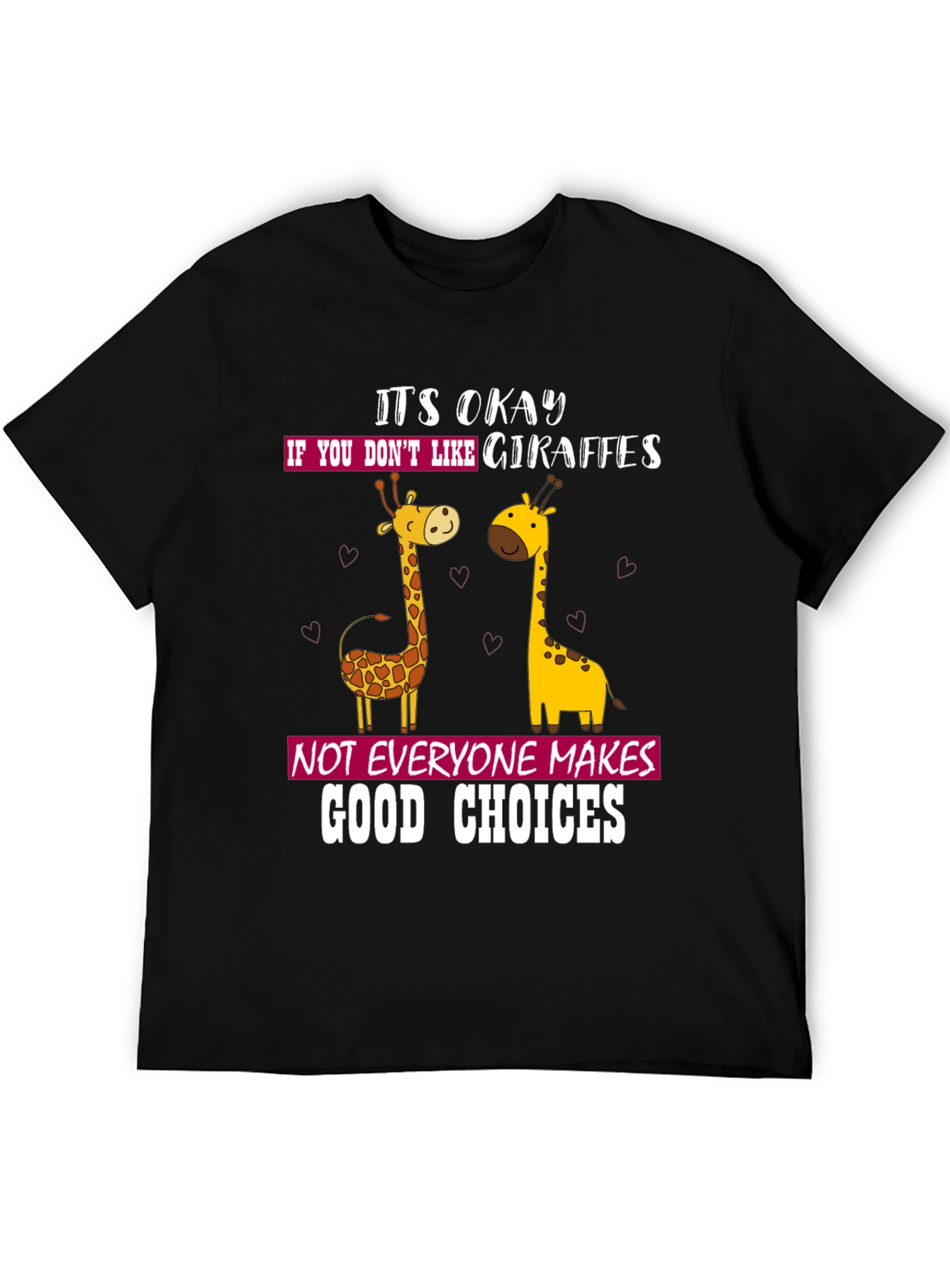 Black Giraffe Lover Humor Tee - Funny Animal T-Shirt view 5