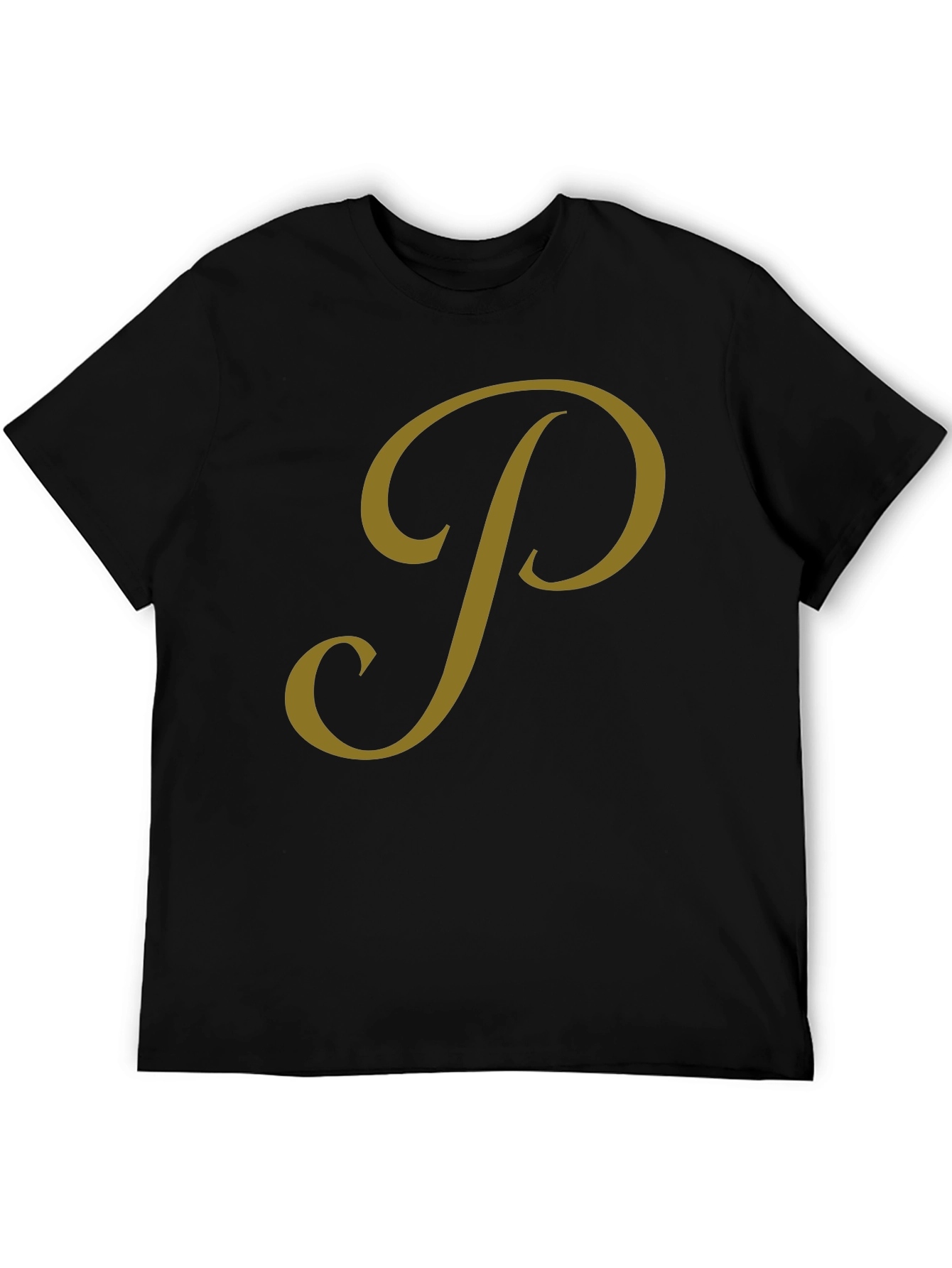 Black Classic Black Tee with Gold Script Design view 5