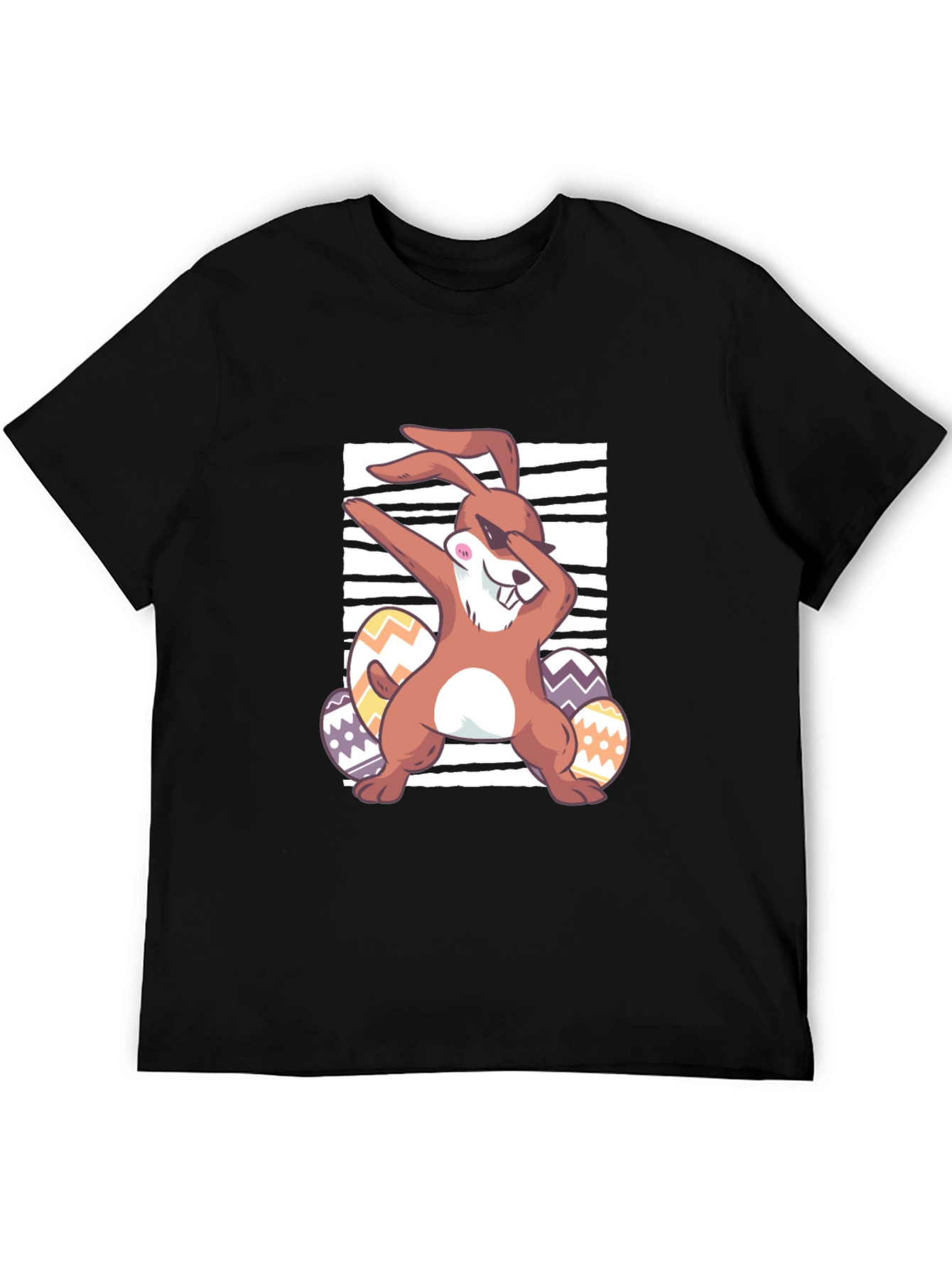 Black Easter Bunny Dabbing T-Shirt view 5