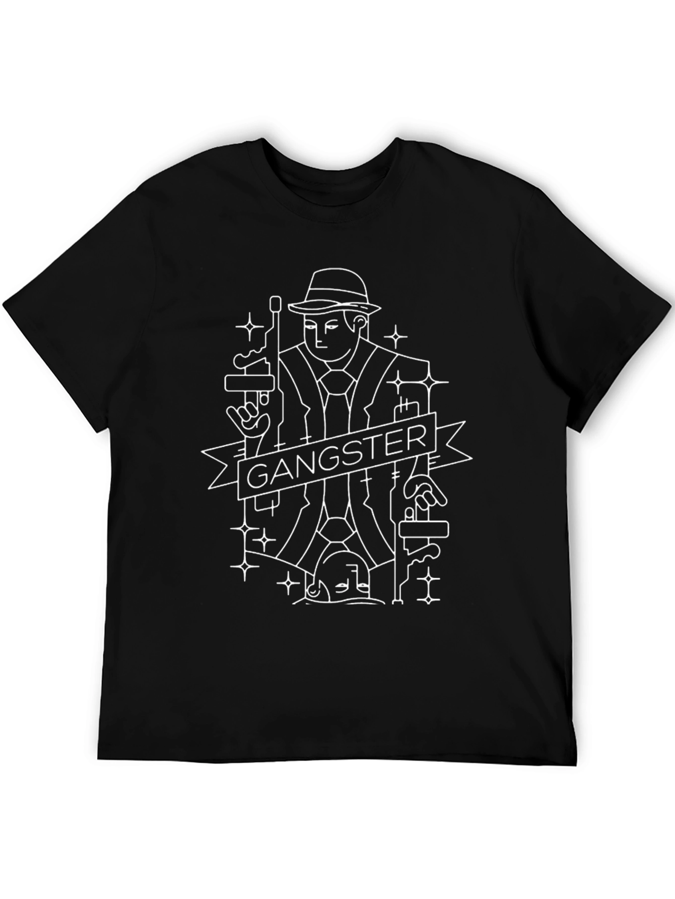 Black Gangster Graphic T-Shirt - Cool Novelty Tee view 5