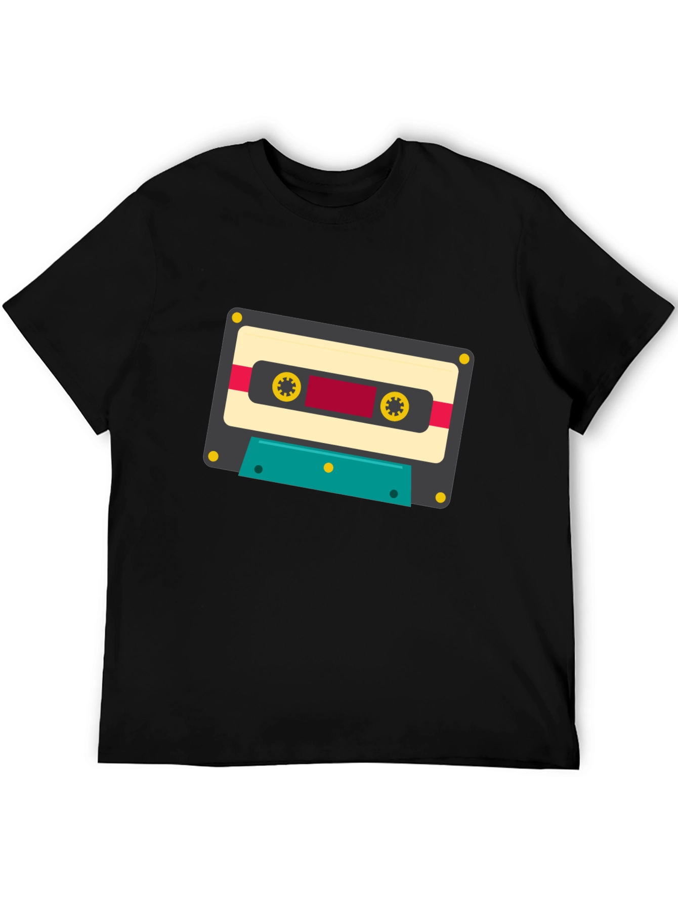 Black Retro Cassette Tape Graphic Tee - Black Cotton Blend view 5