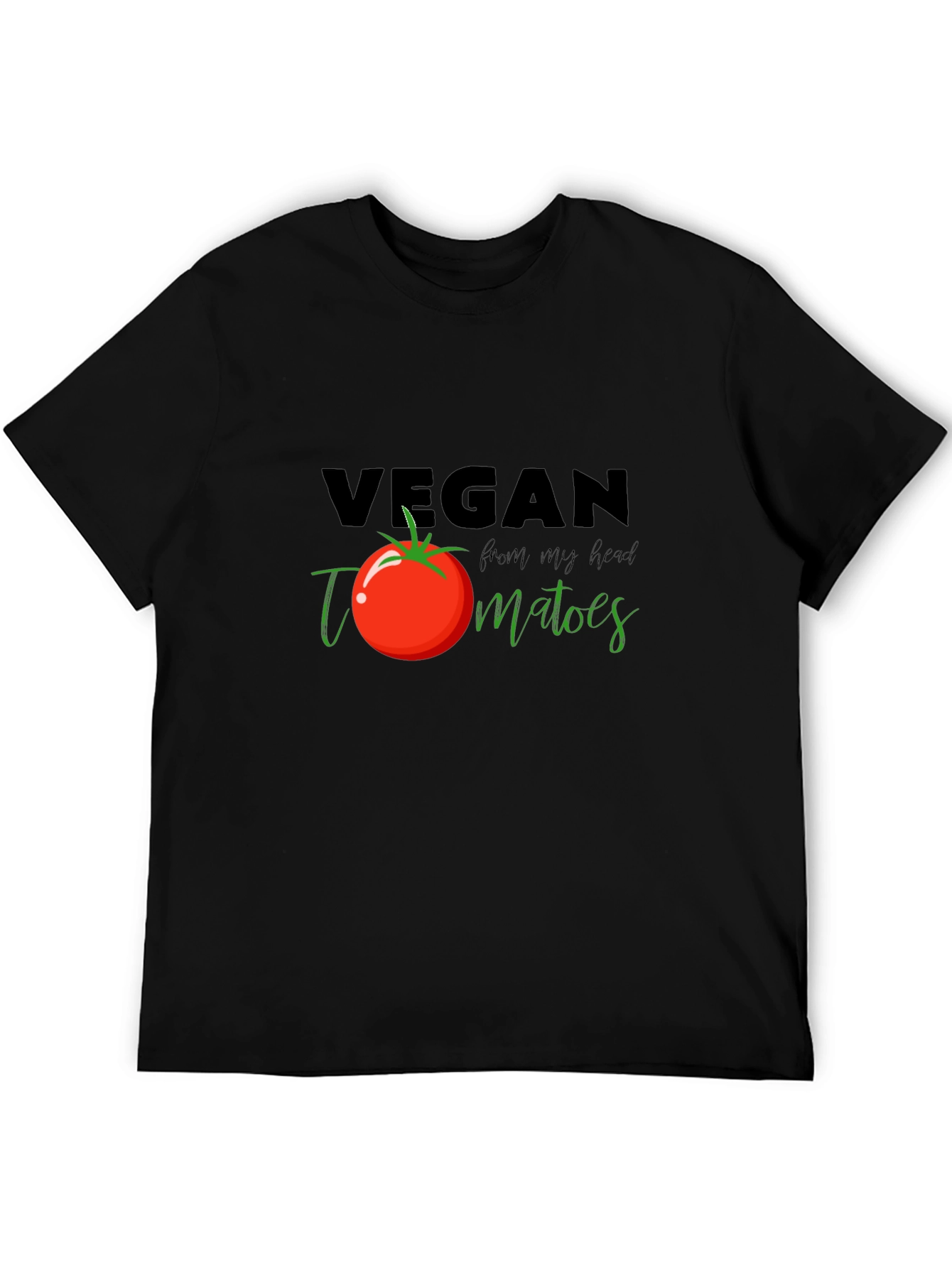 Black Vegan Tomato T-Shirt - Fresh From My Head Tee view 5