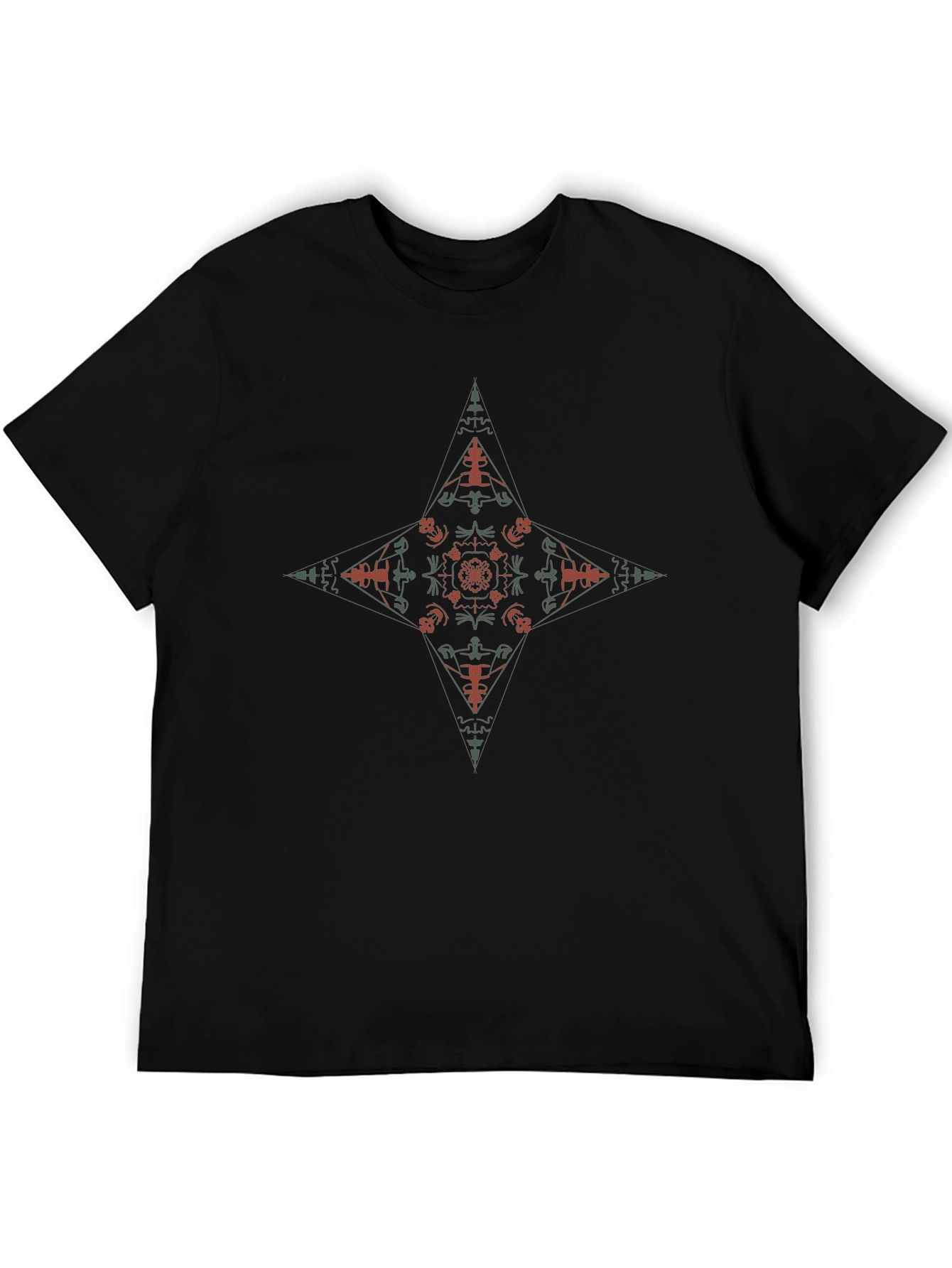 Black Geometric Mandala Graphic Black T-Shirt view 5