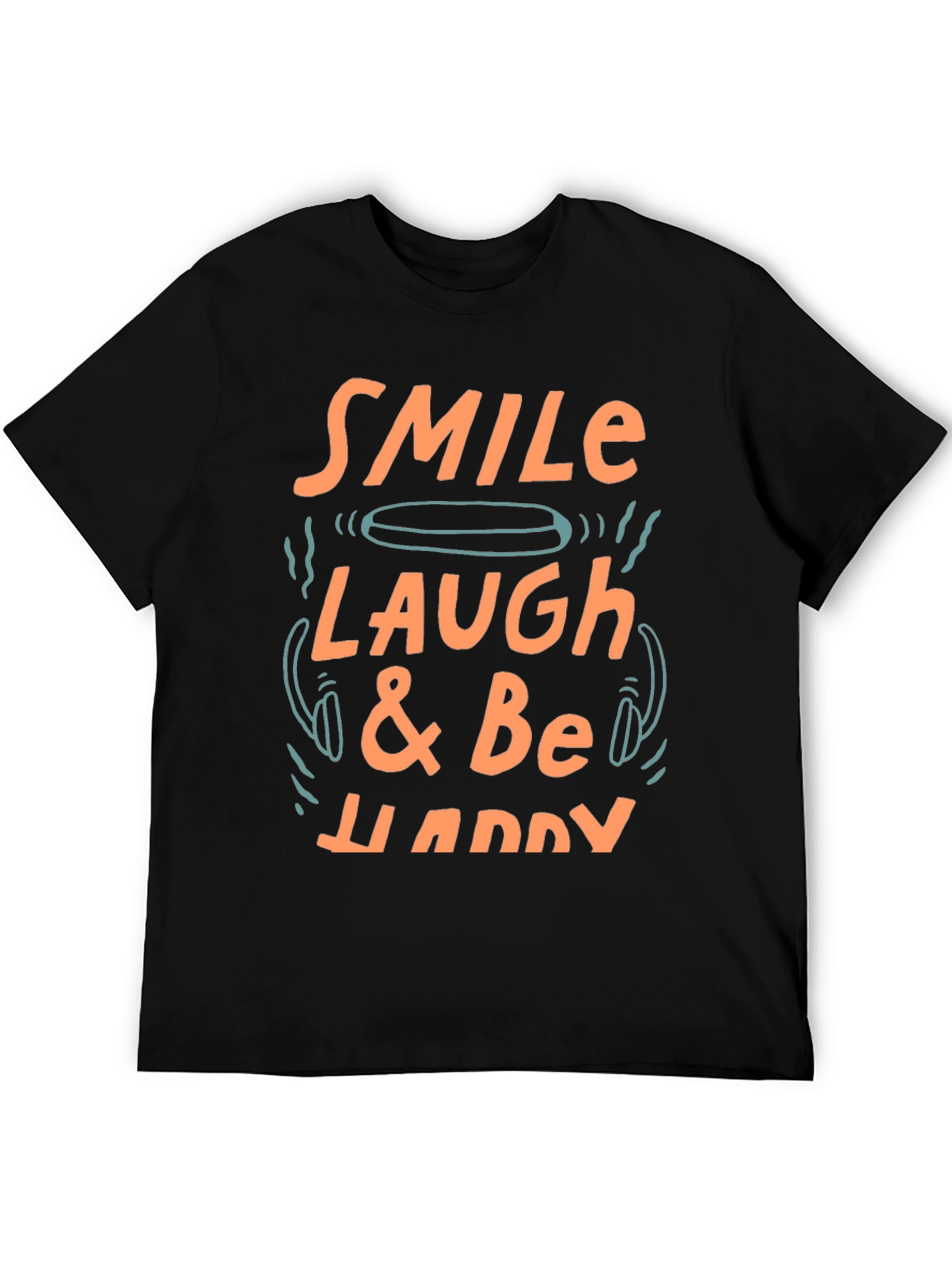 Black Smile, Laugh & Be Happy Graphic Tee view 5
