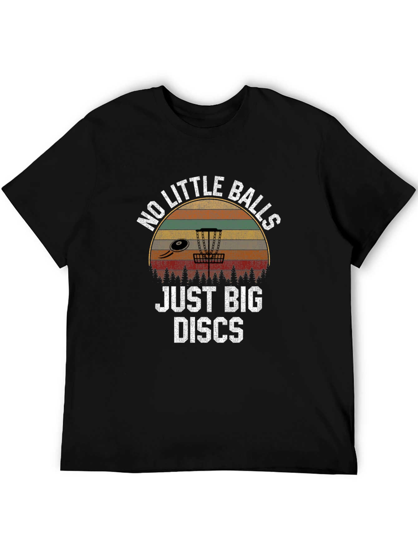 Black No Little Balls Just Big Discs Funny Disc Golf T-Shirt view 5