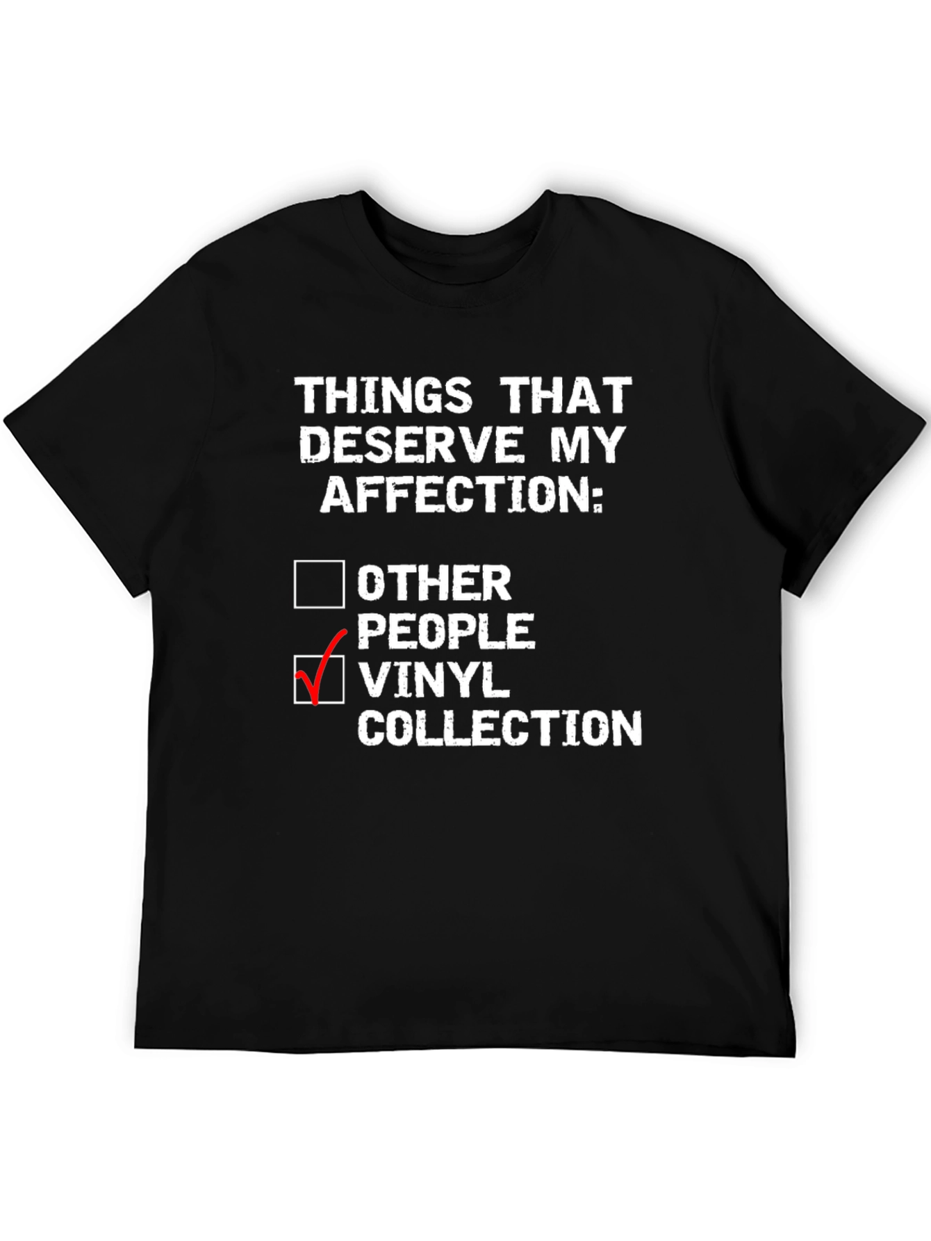 Black Vinyl Collection T-Shirt: Things That Deserve My Affection Tee view 5