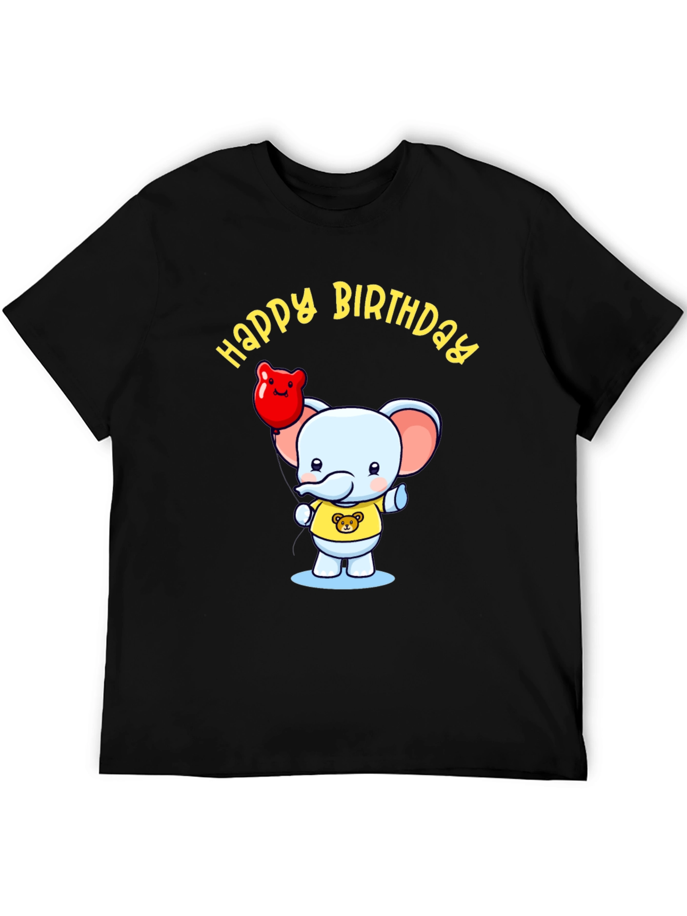 Black Happy Birthday Elephant Graphic Tee view 5