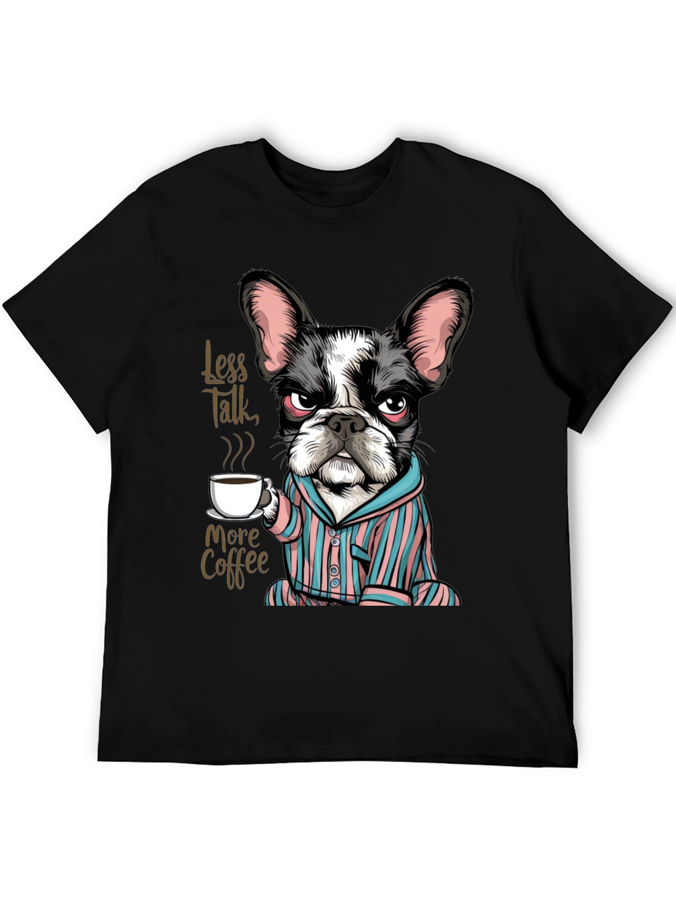 Black Less Talk More Coffee Dog T-Shirt view 5