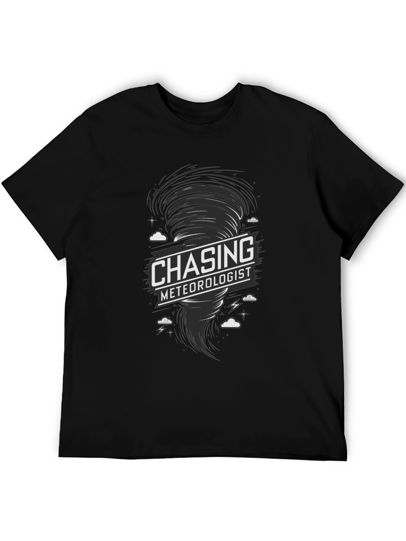 Black Chasing Meteorologist Tornado Graphic T-Shirt view 5