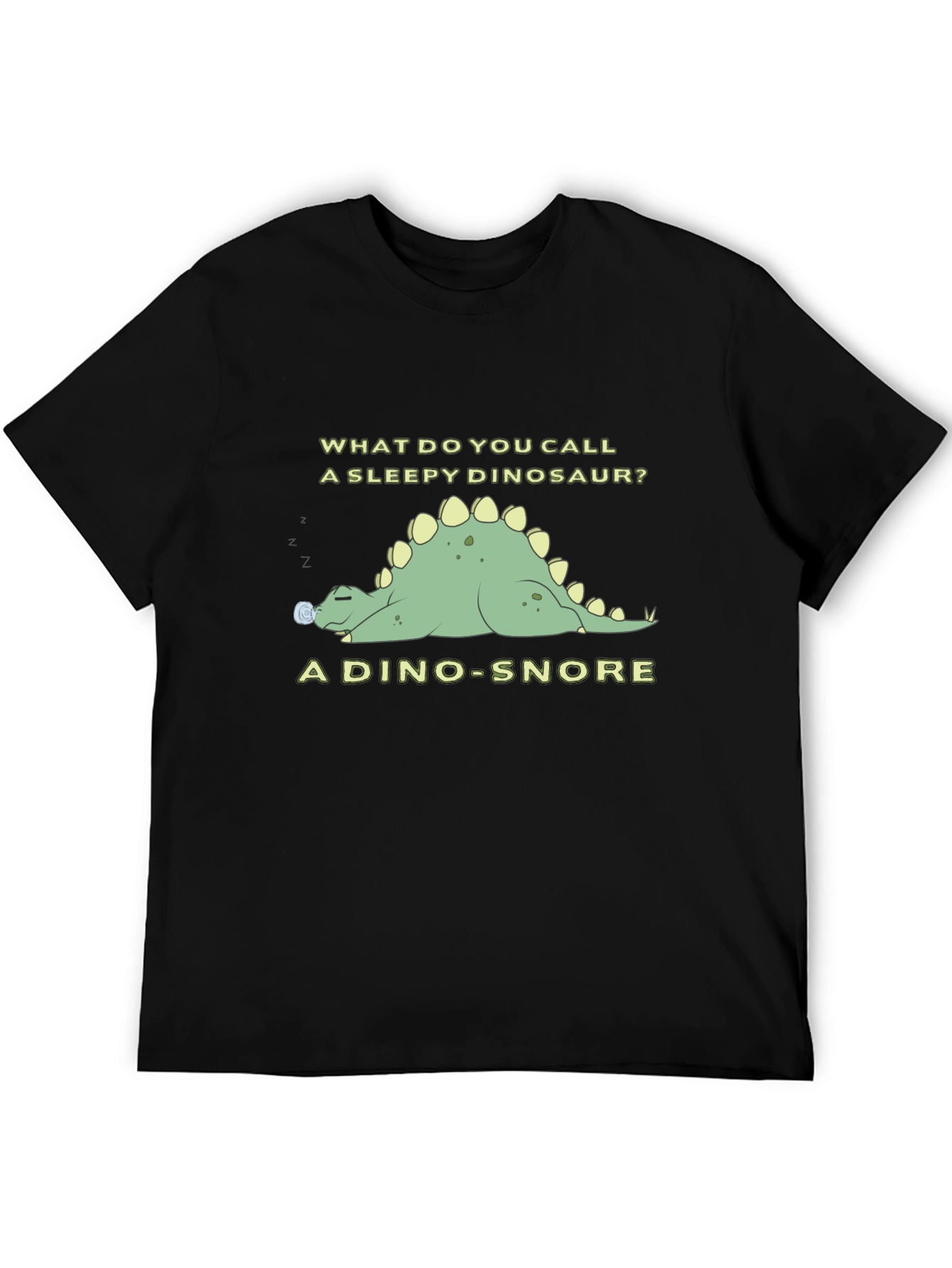 Black Dino-Snore T-Shirt - Sleepy Dinosaur Pun Tee view 5