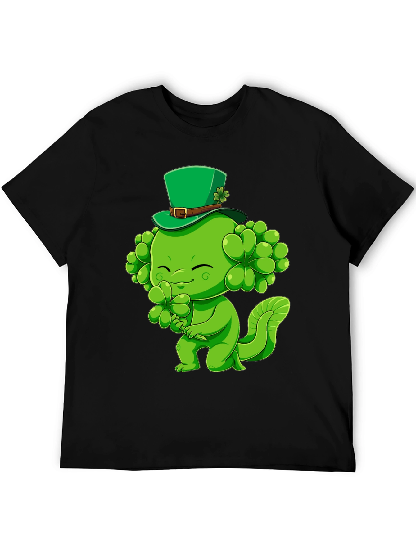 Black St. Patrick's Day Shamrock Monster T-Shirt view 5