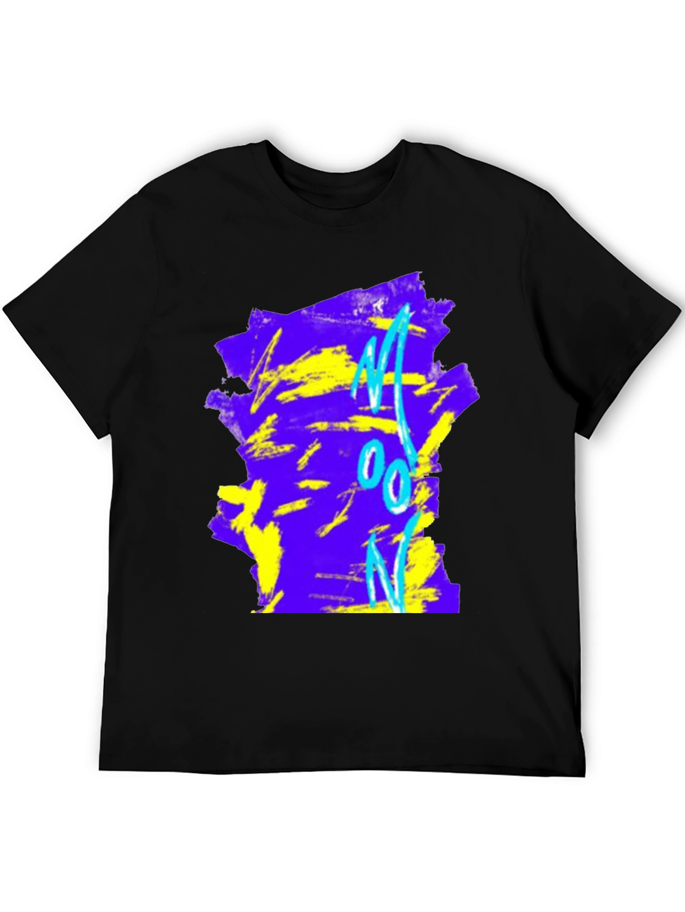 Black Abstract 'Moon' Graphic Tee - Black Cotton Blend view 5