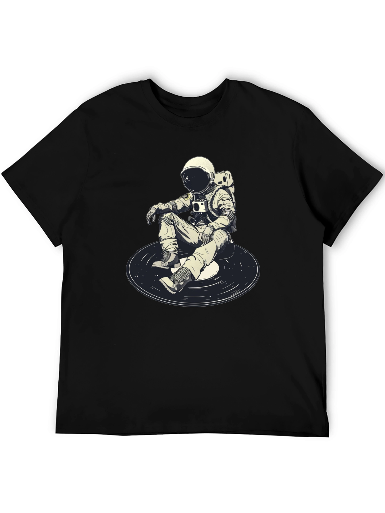 Black Astronaut DJ Graphic T-Shirt - Black Cotton Blend view 5