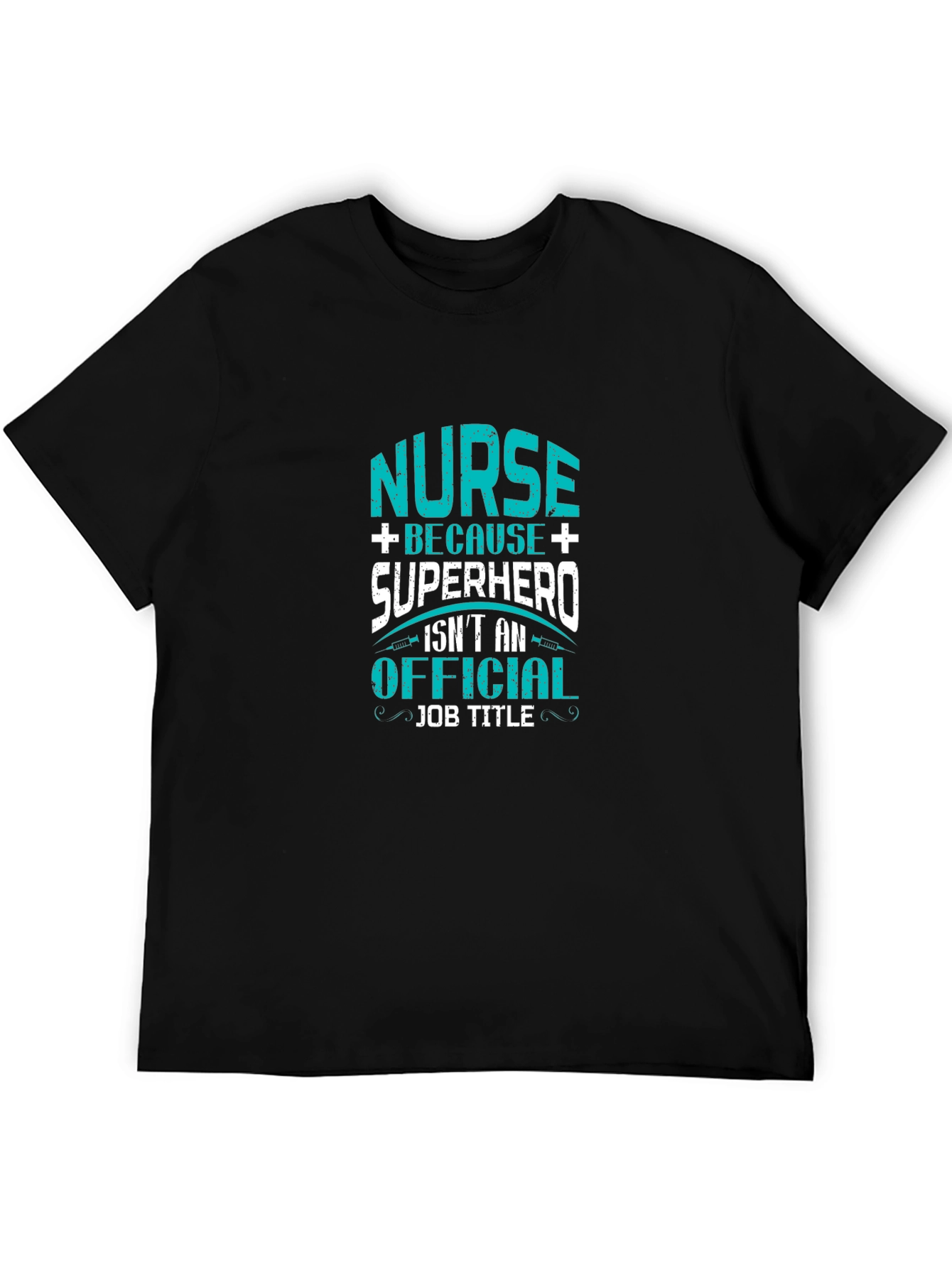 Black Nurse Superhero Graphic T-Shirt - Black Cotton Tee view 5