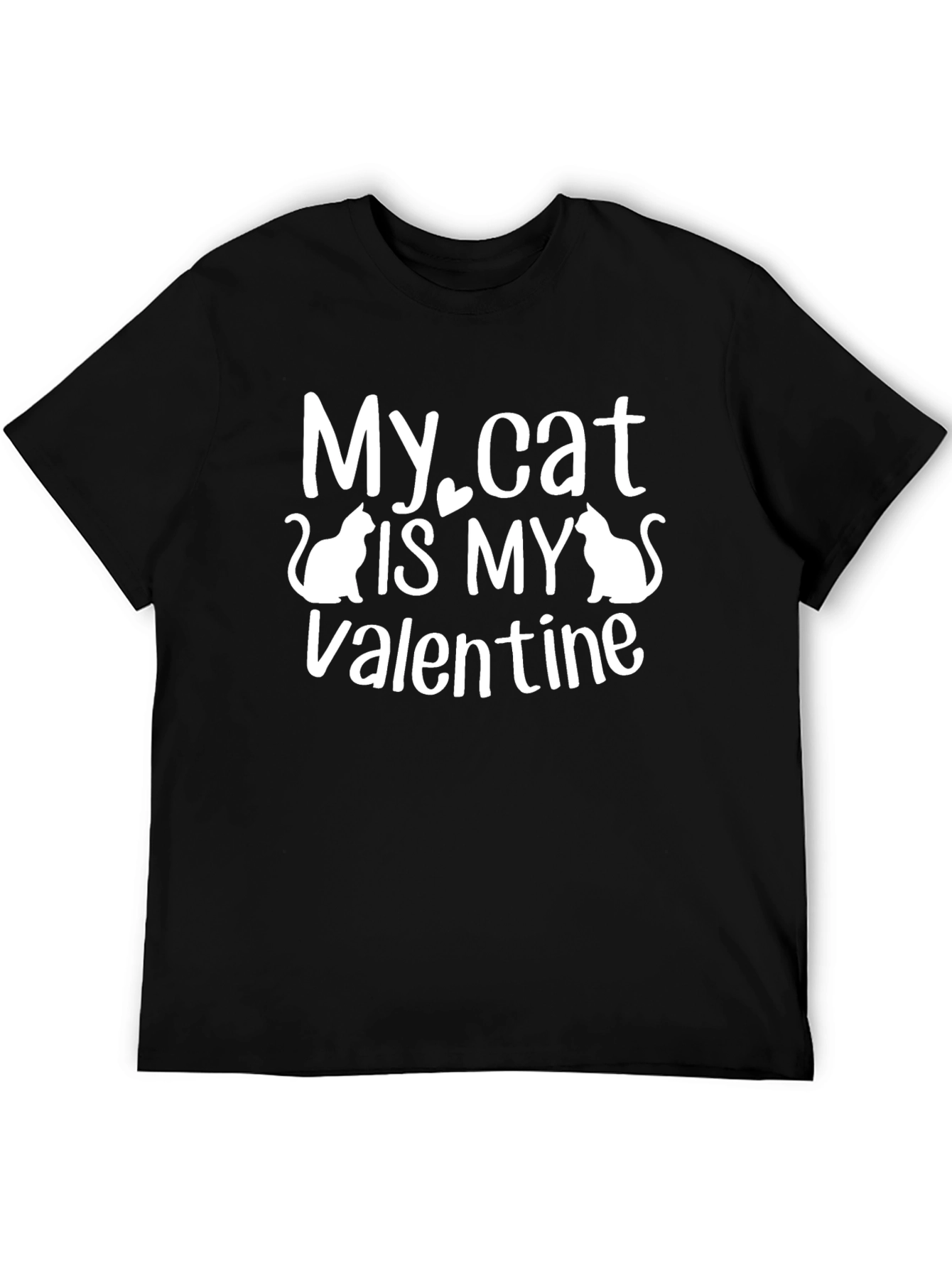 Black My Cat is My Valentine Graphic T-Shirt view 5