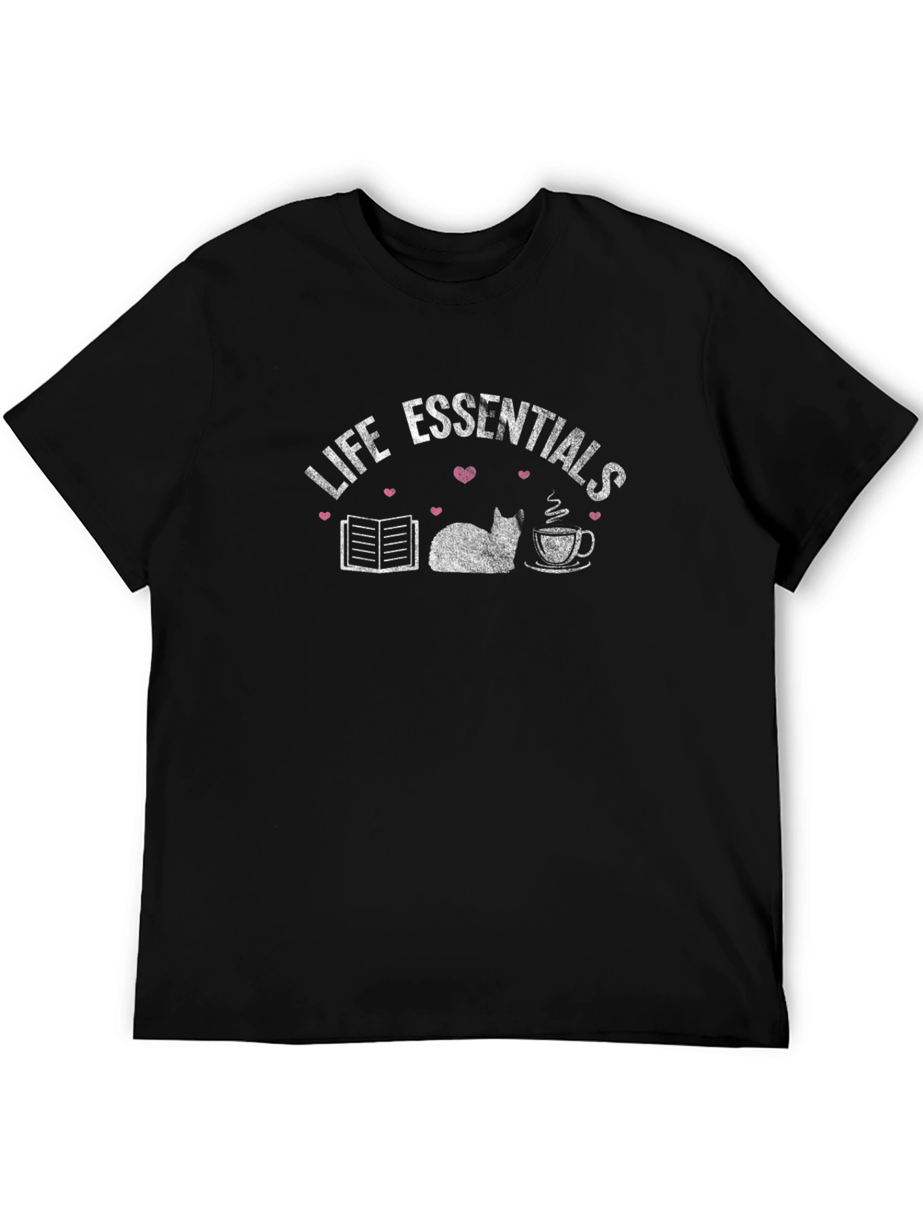 Black Life Essentials T-Shirt: Cat, Book, & Coffee view 5