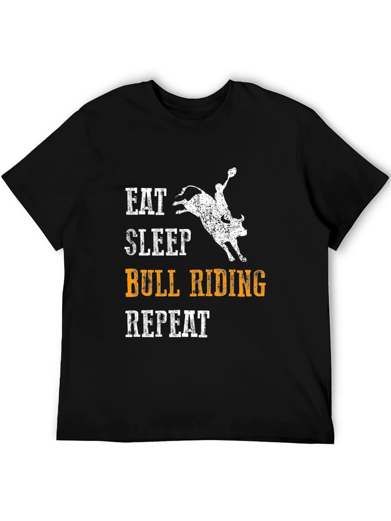 Black Eat Sleep Bull Riding Repeat Black T-Shirt view 5