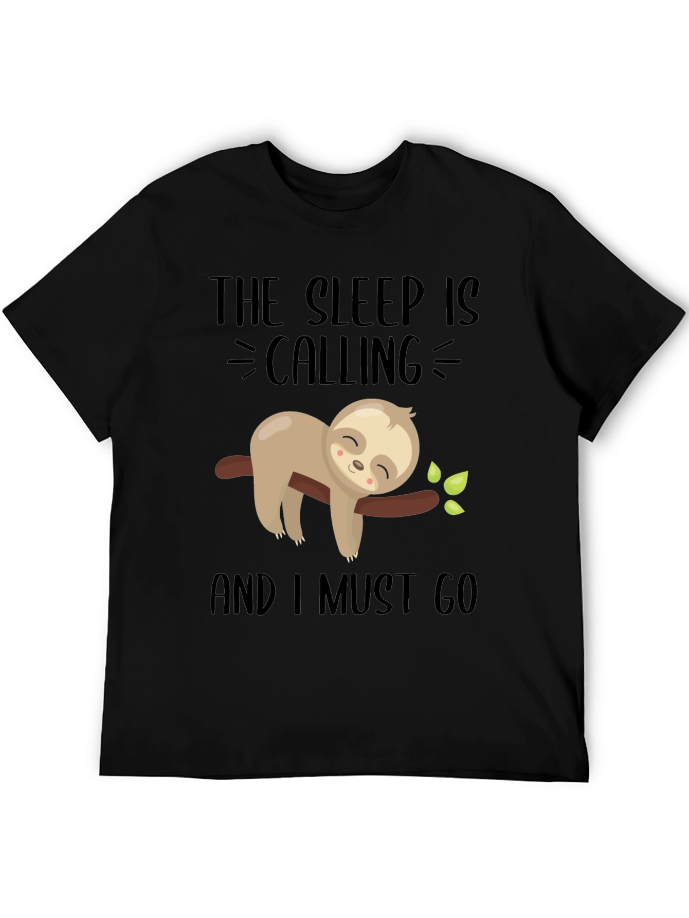 Black Sleepy Sloth Graphic Tee - 'The Sleep Is Calling' Men's T-Shirt view 5