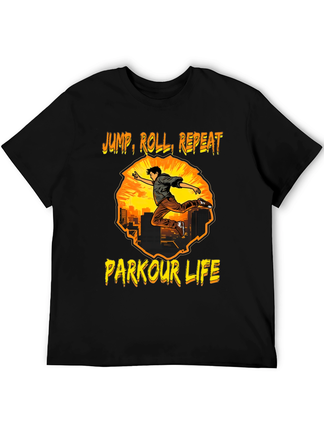 Black Parkour Life T-Shirt - Jump, Roll, Repeat view 5