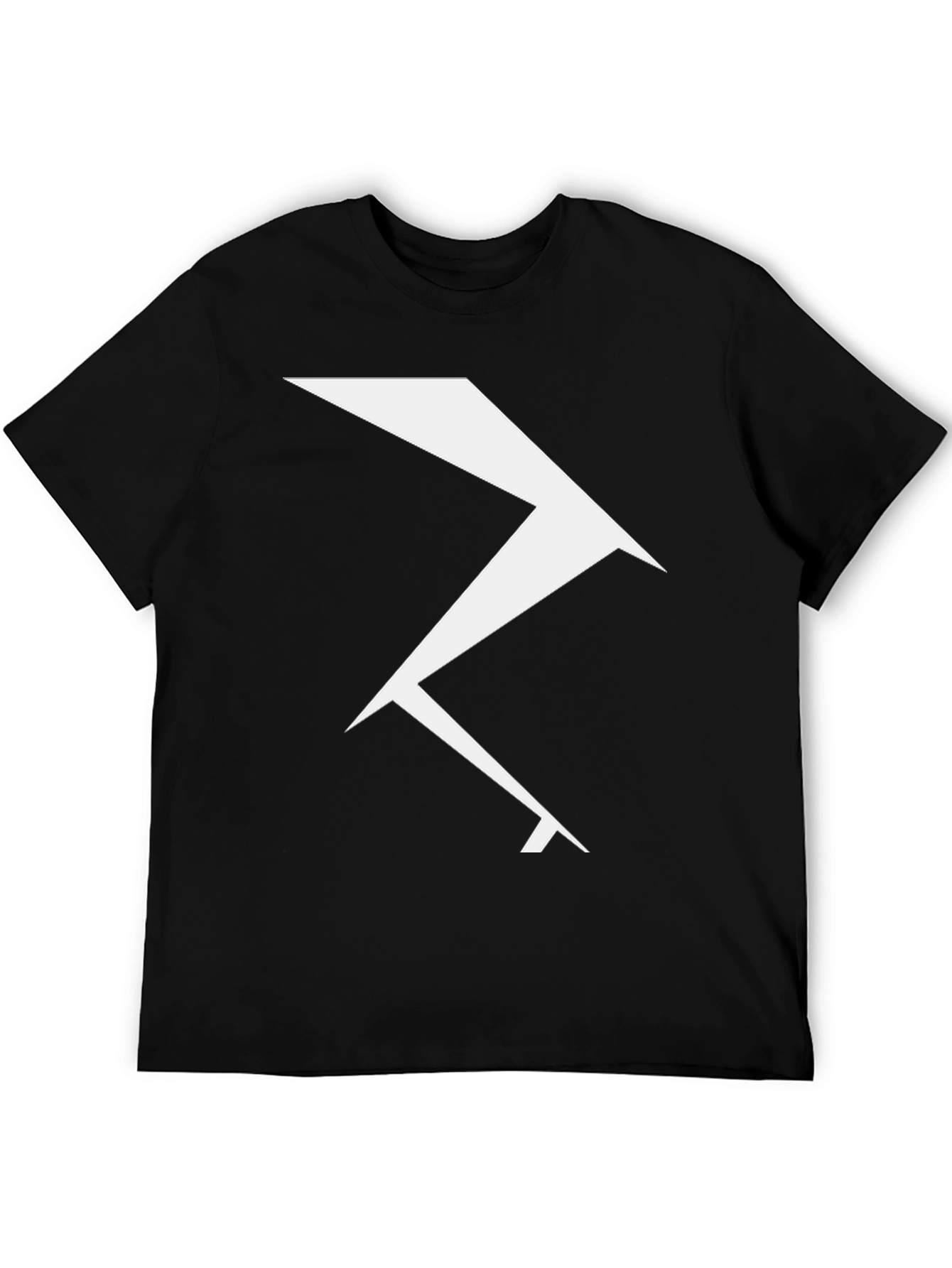 Black Geometric Lightning Bolt Graphic Tee - Black view 5