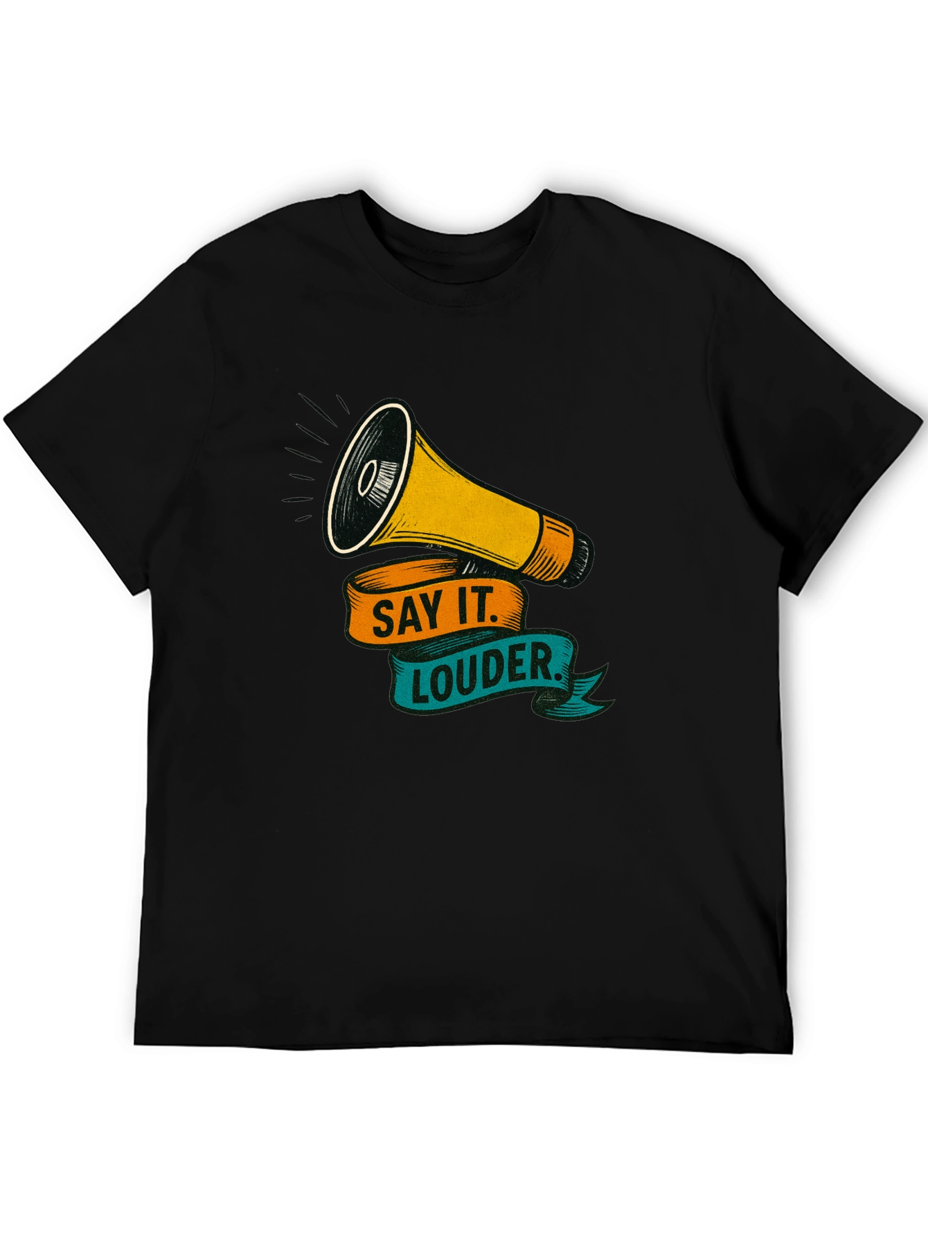 Black Say It Louder Graphic Tee - Bold Statement Shirt view 5