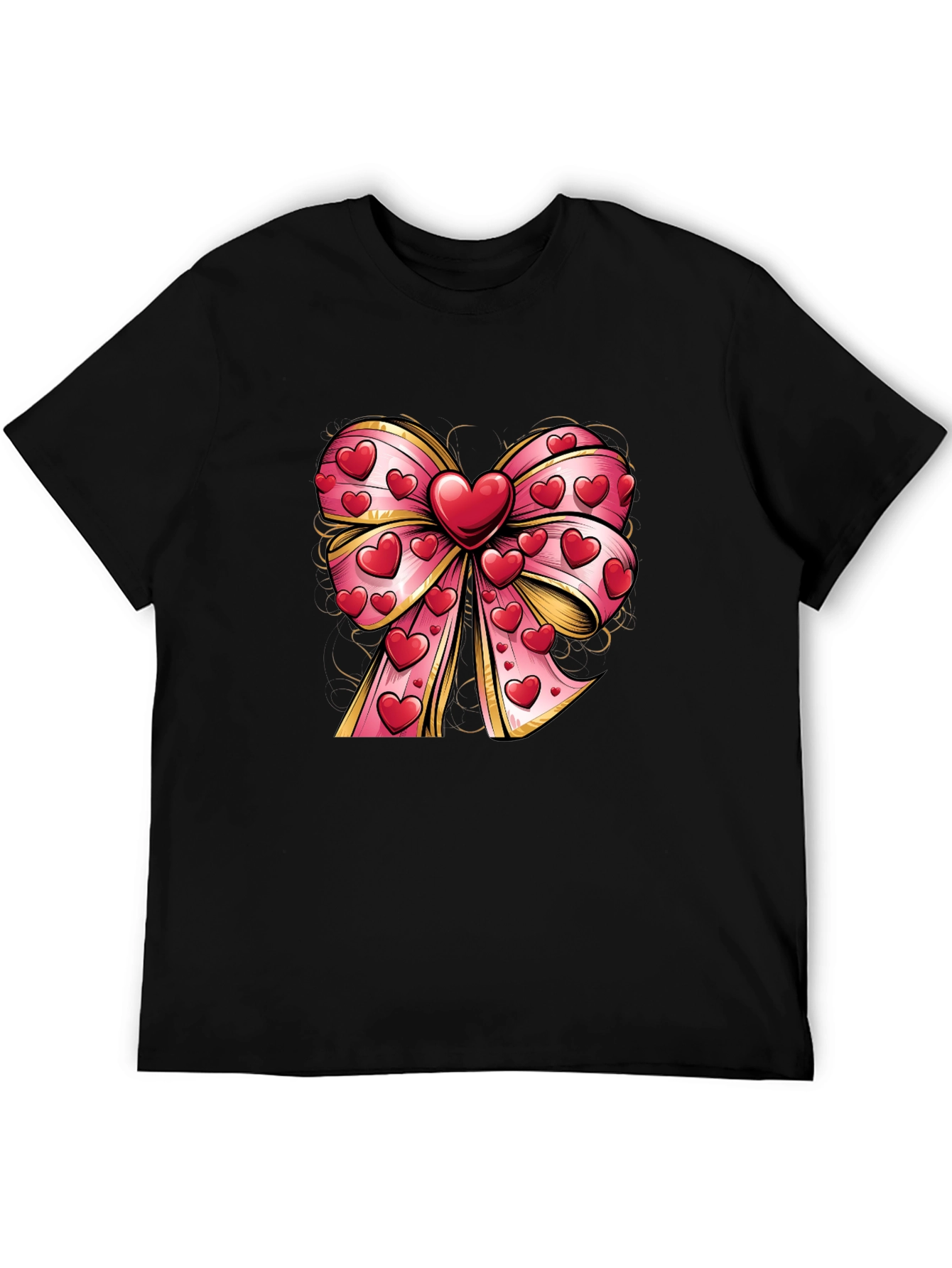Black Heart Bow Valentine's Day T-Shirt view 5
