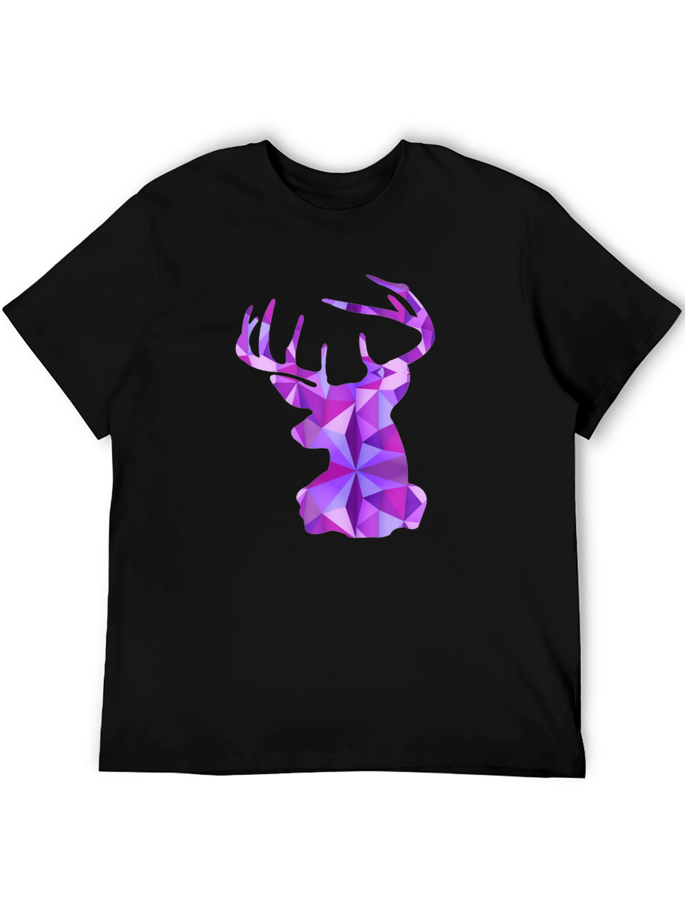 Black Geometric Deer Head Graphic Tee - Black view 5