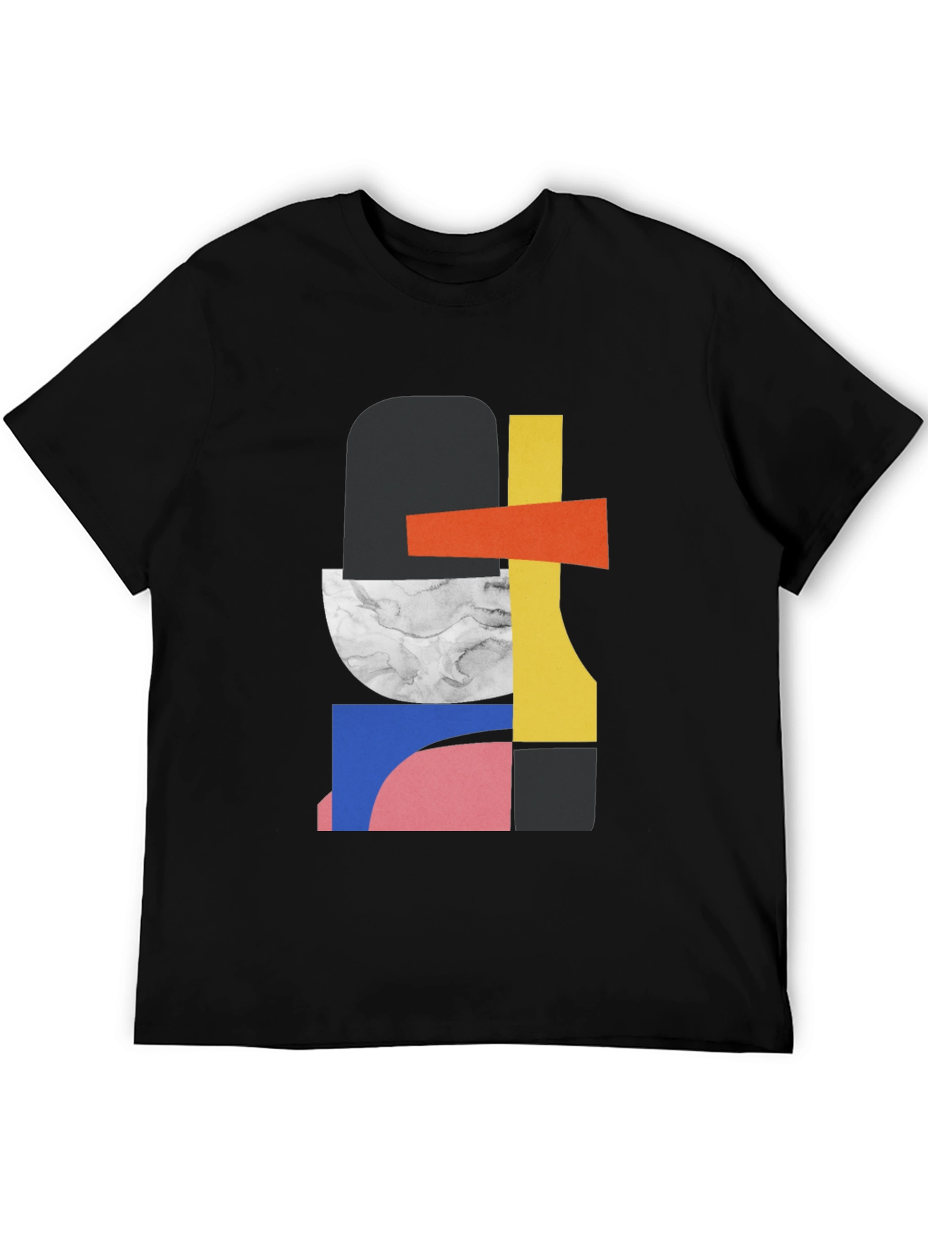 Black Abstract Geometric Graphic Tee - Modern Art Style view 5