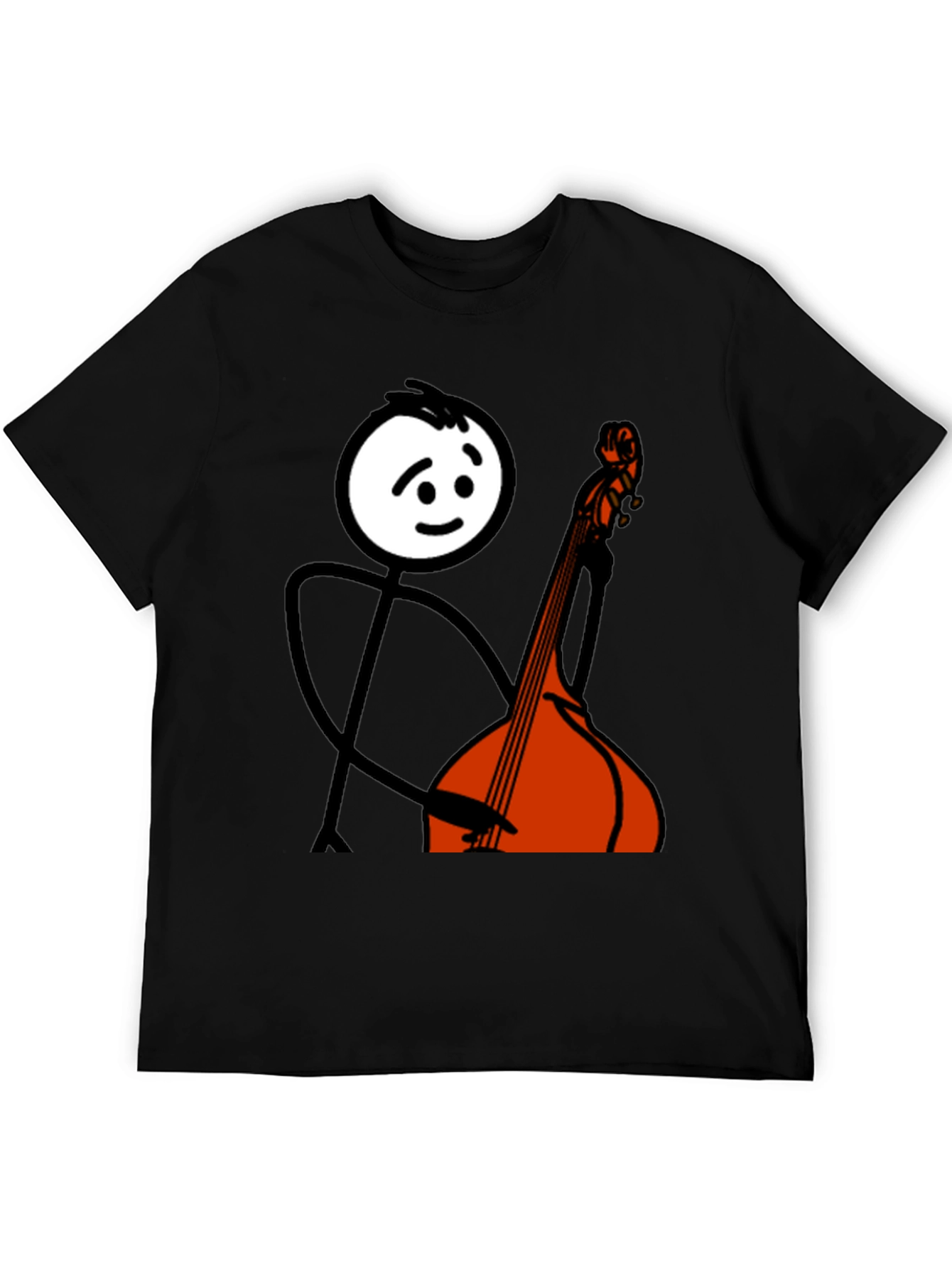 Black Stick Figure Bass Player Graphic Tee view 5