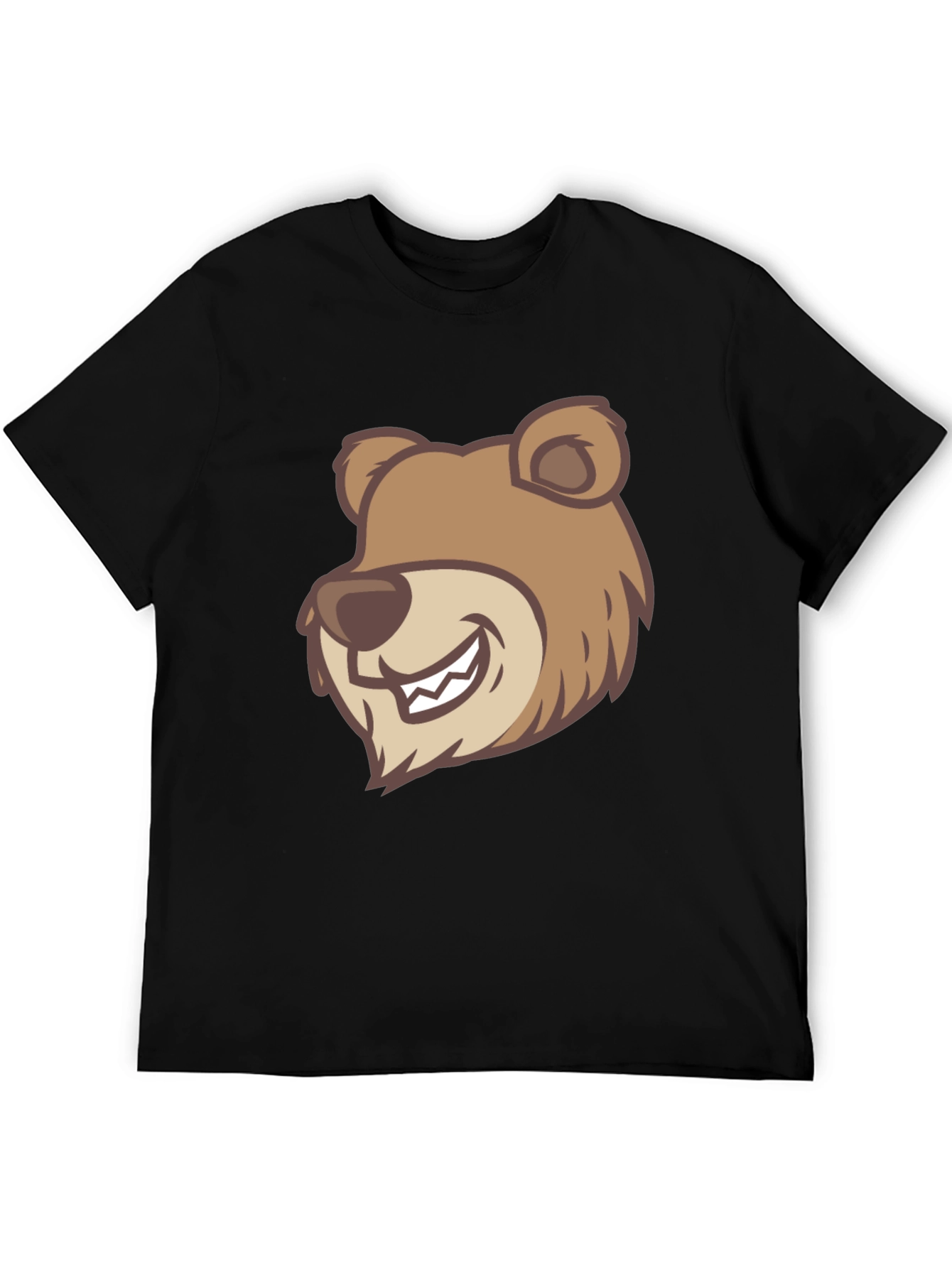 Black Cartoon Bear Graphic T-Shirt - Black view 5