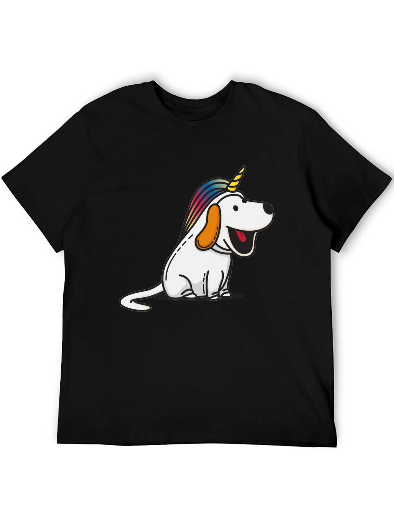 Black Unicorn Dog Graphic Tee - Men's Black T-Shirt view 5