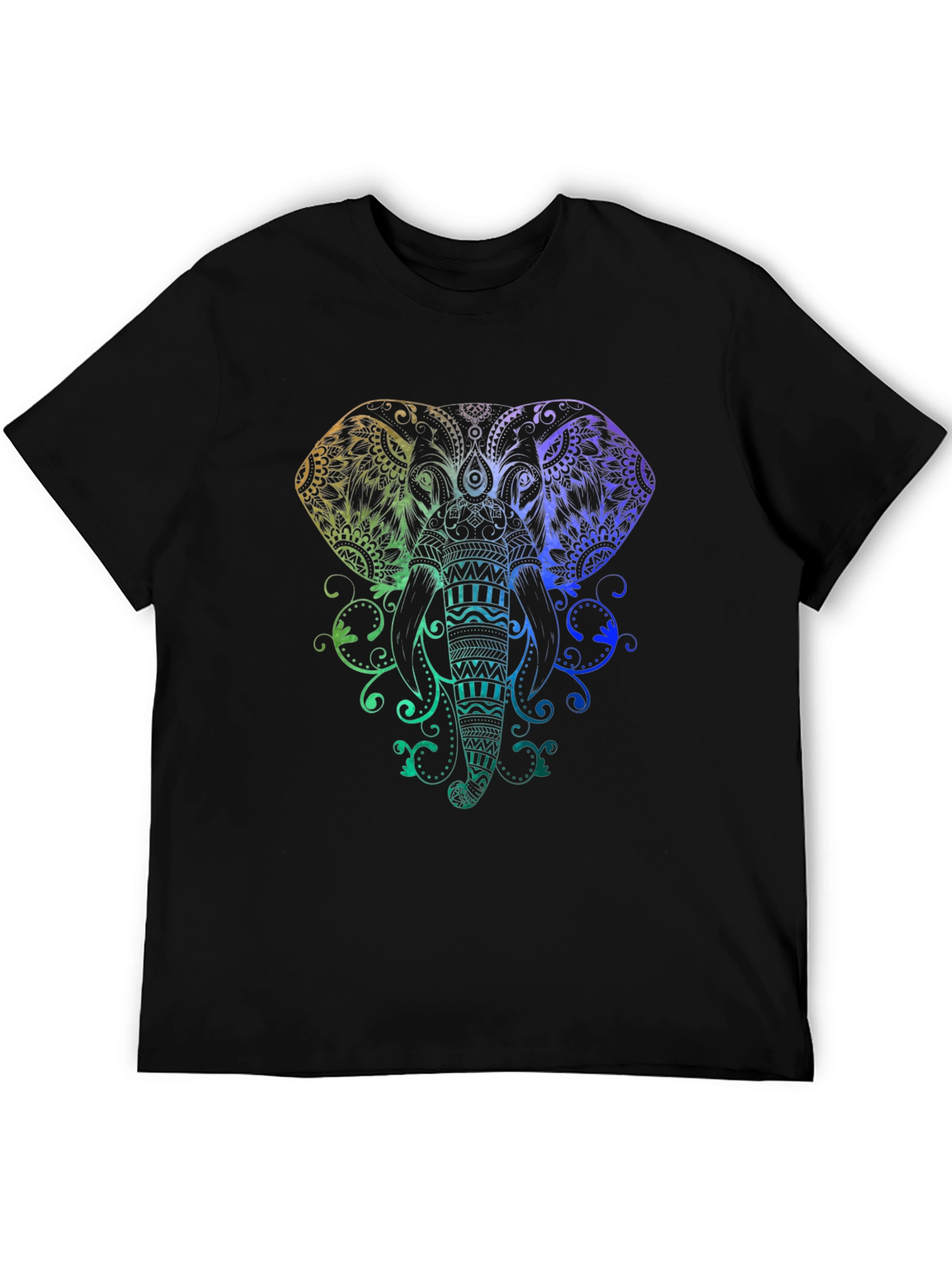 Black Rainbow Elephant Graphic Black T-Shirt view 5