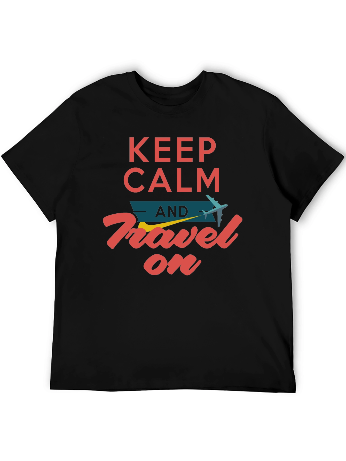 Black Keep Calm and Travel On T-Shirt view 5