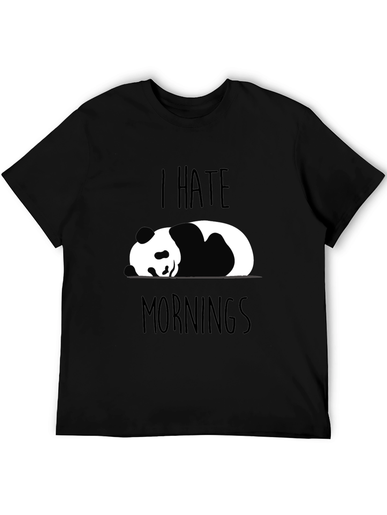 Black I Hate Mornings Panda T-Shirt Funny Novelty Tee view 5