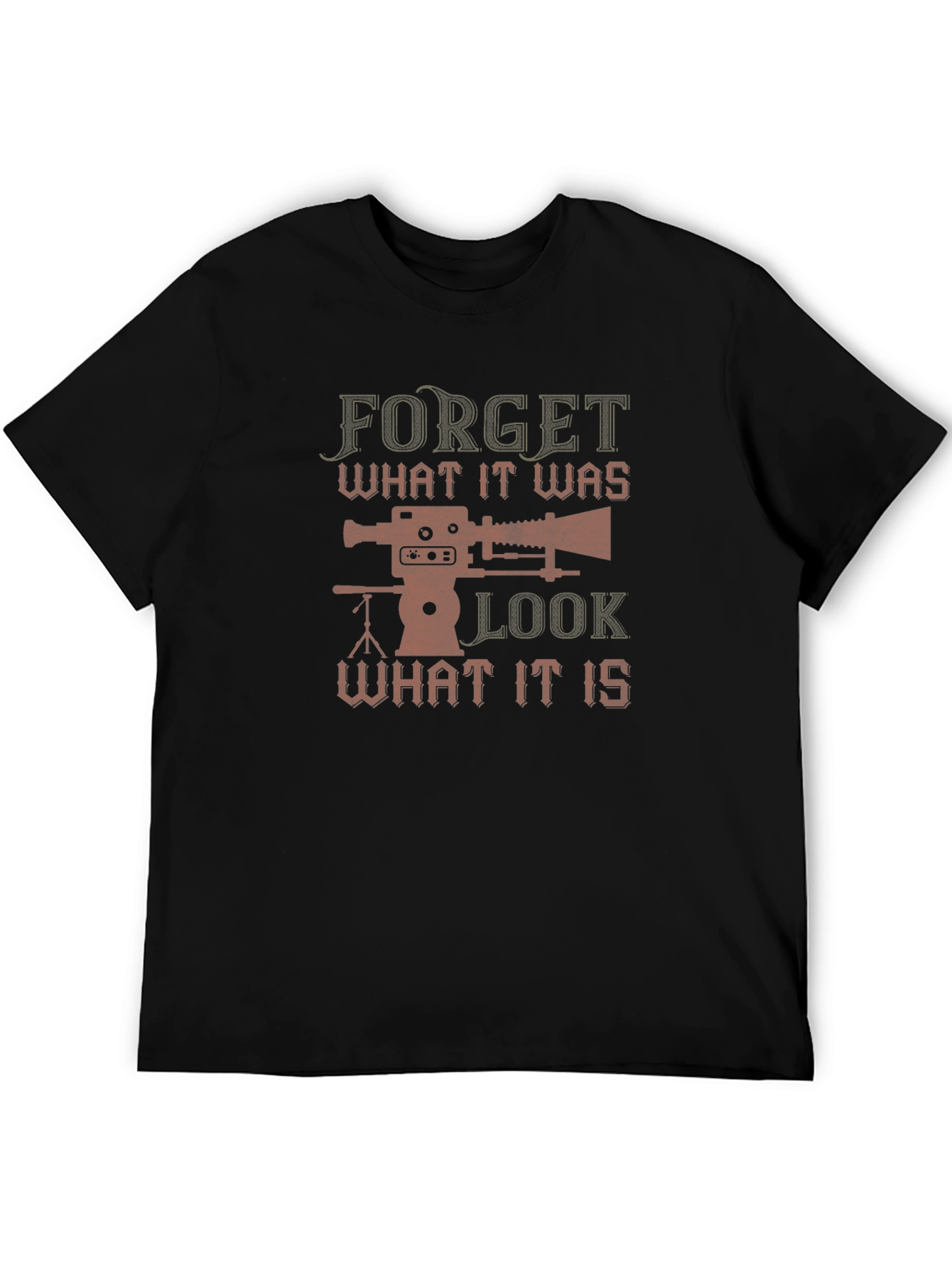 Black Forget What it Was Camera Graphic T-Shirt view 5