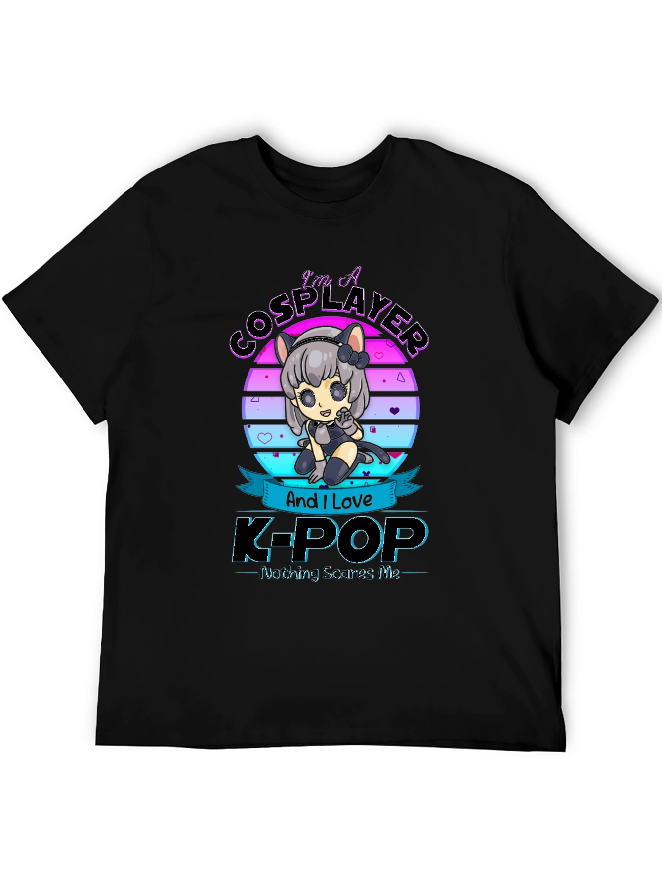 Black I'm A Cosplayer and Love K-Pop T-Shirt view 5