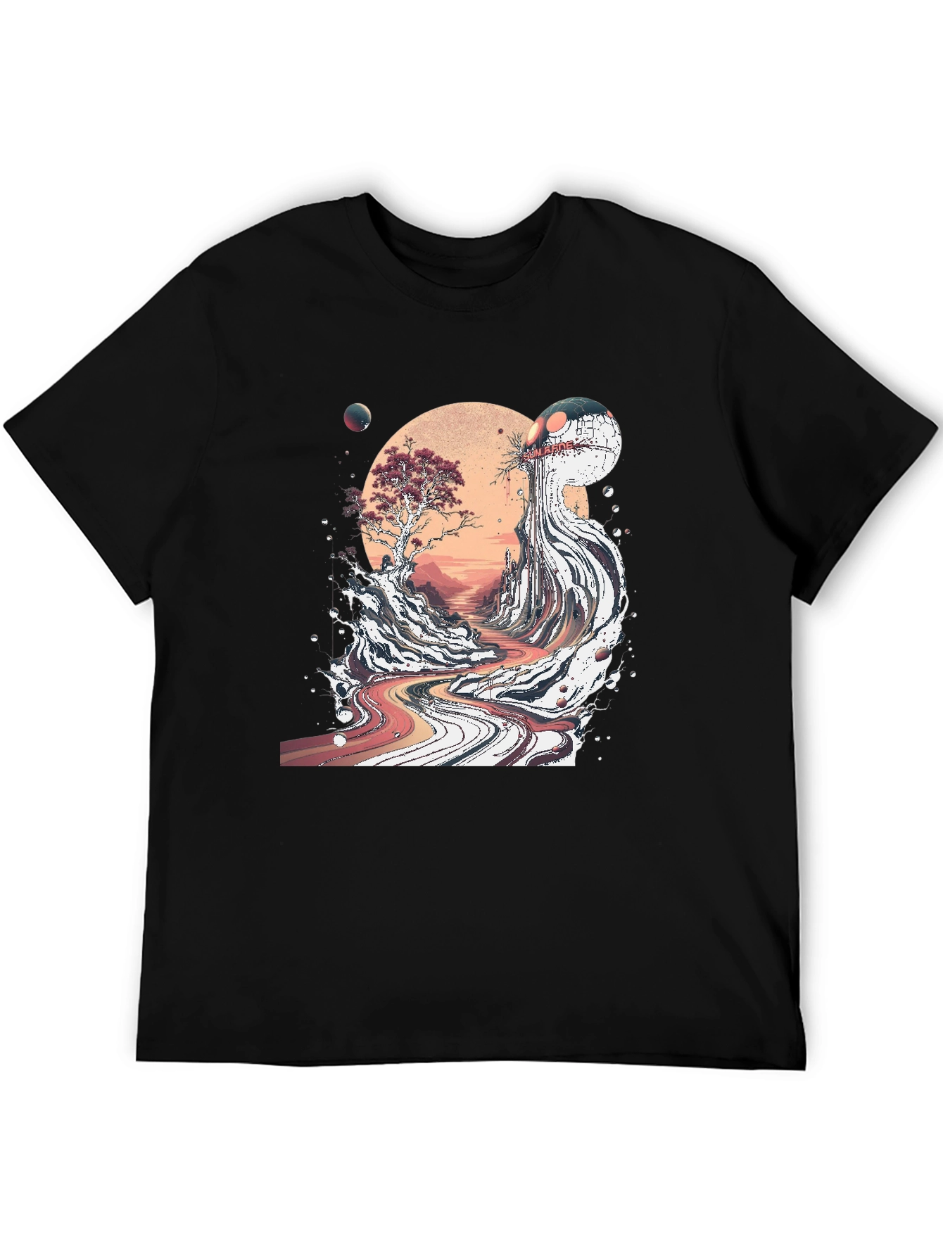 Black Ukiyo-e Inspired Graphic T-Shirt view 5