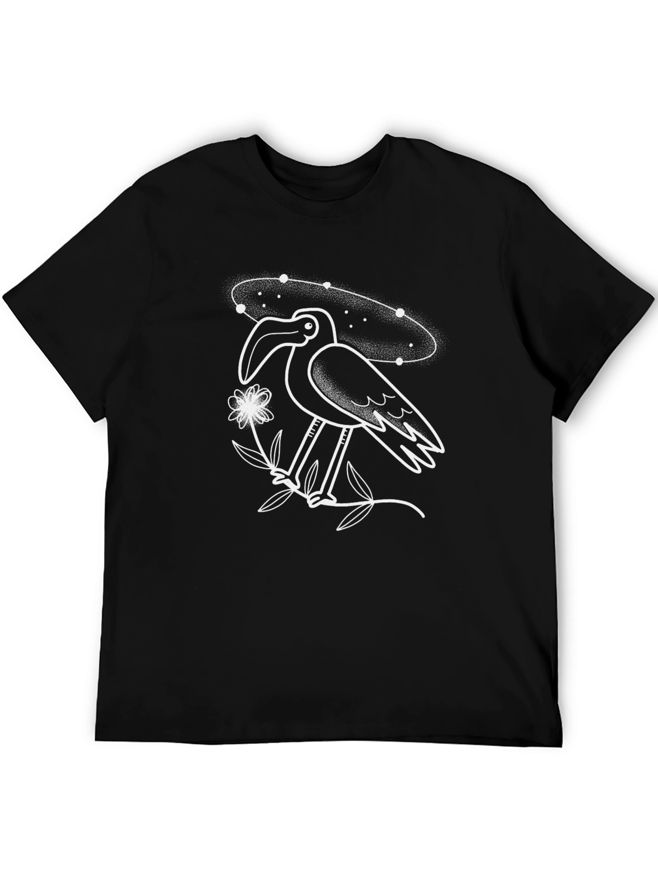 Black Abstract Bird Graphic Black T-Shirt view 5