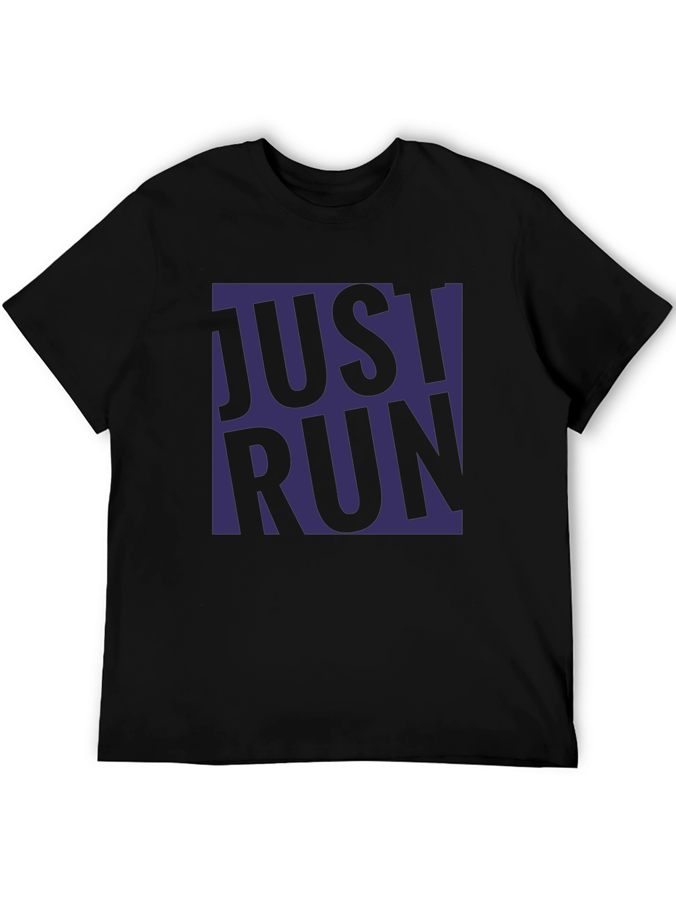 Black Just Run Graphic T-Shirt - Black Casual Tee view 5