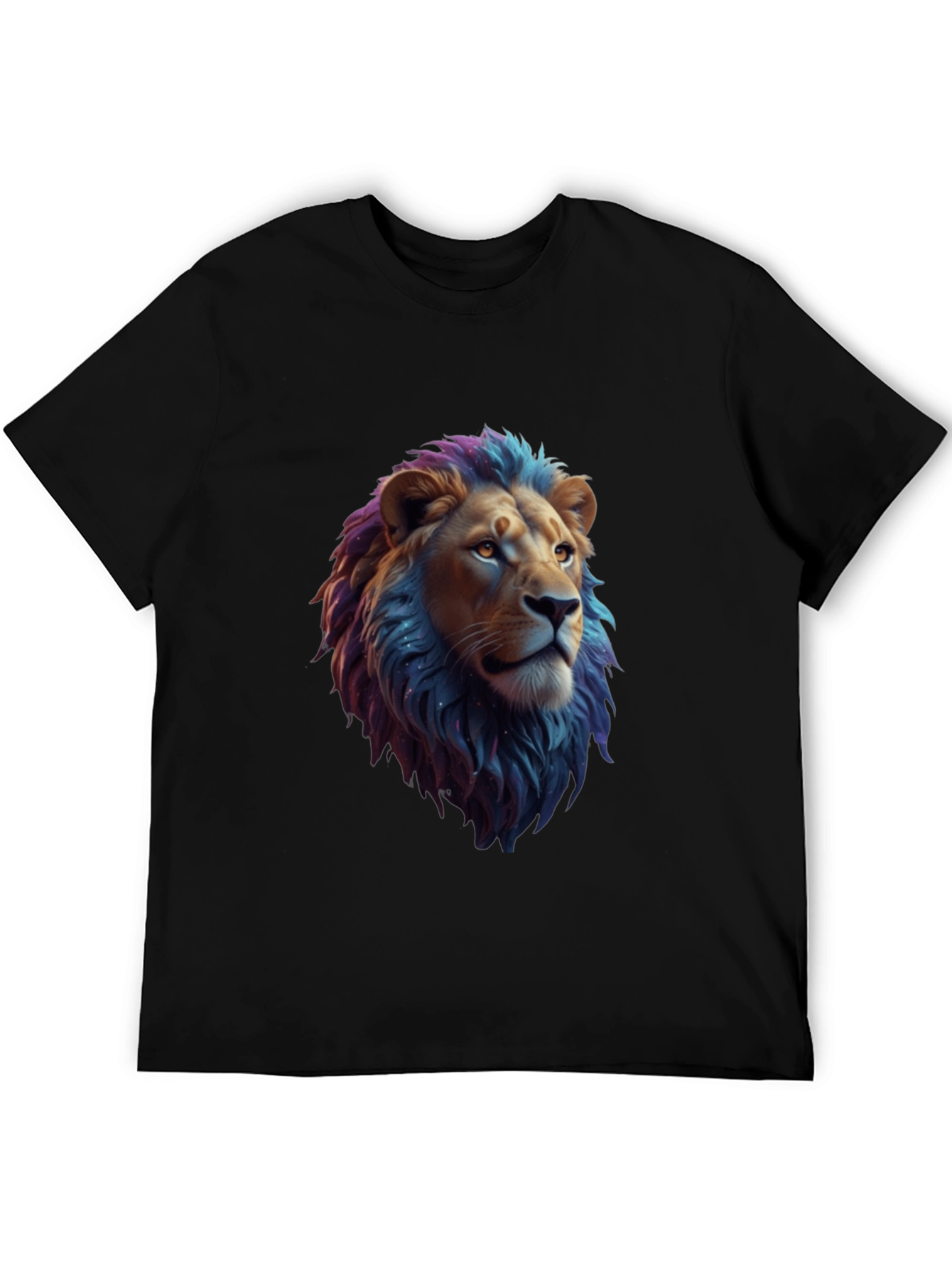 Black Lion Head Graphic Tee - Cool Animal Print Shirt view 5