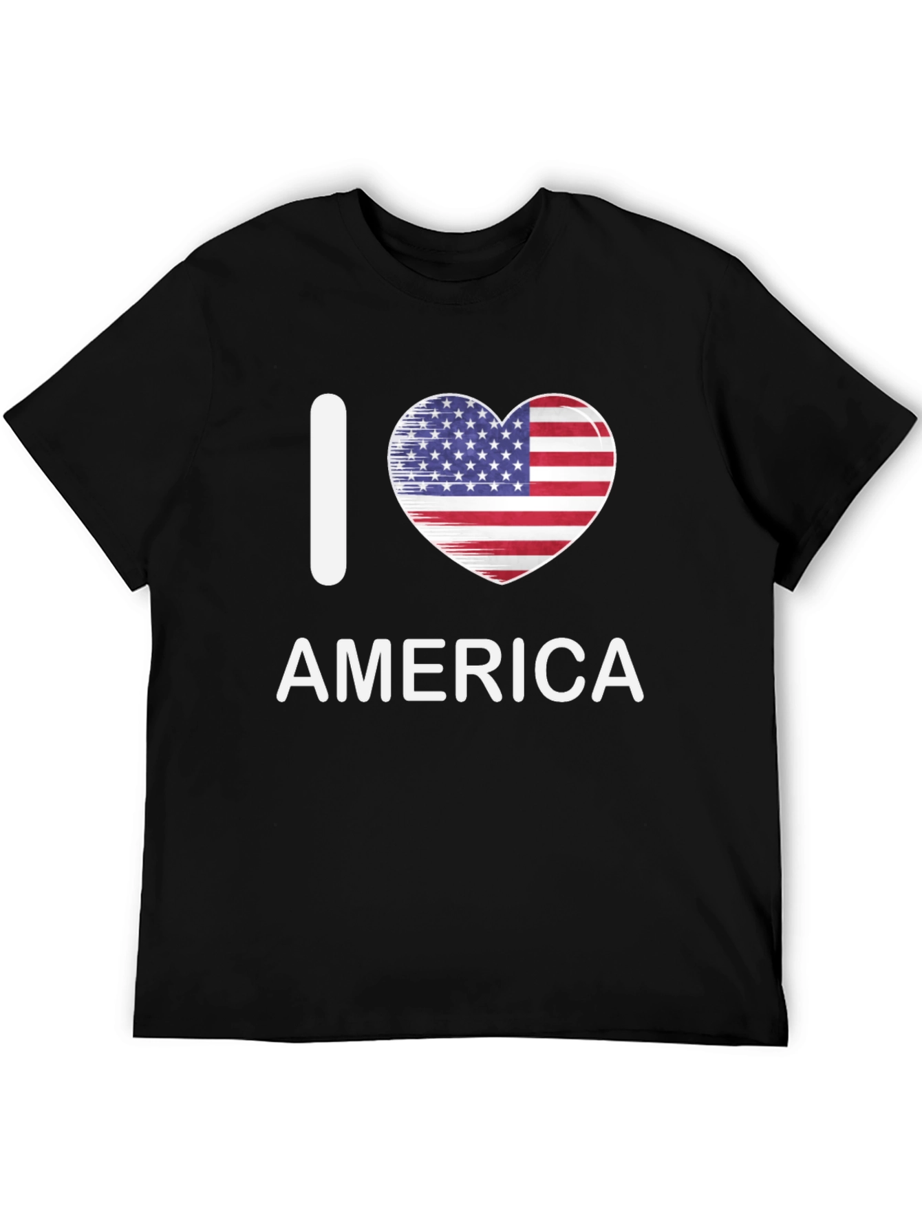 Black I Love America T-Shirt Patriotic Heart Tee view 5