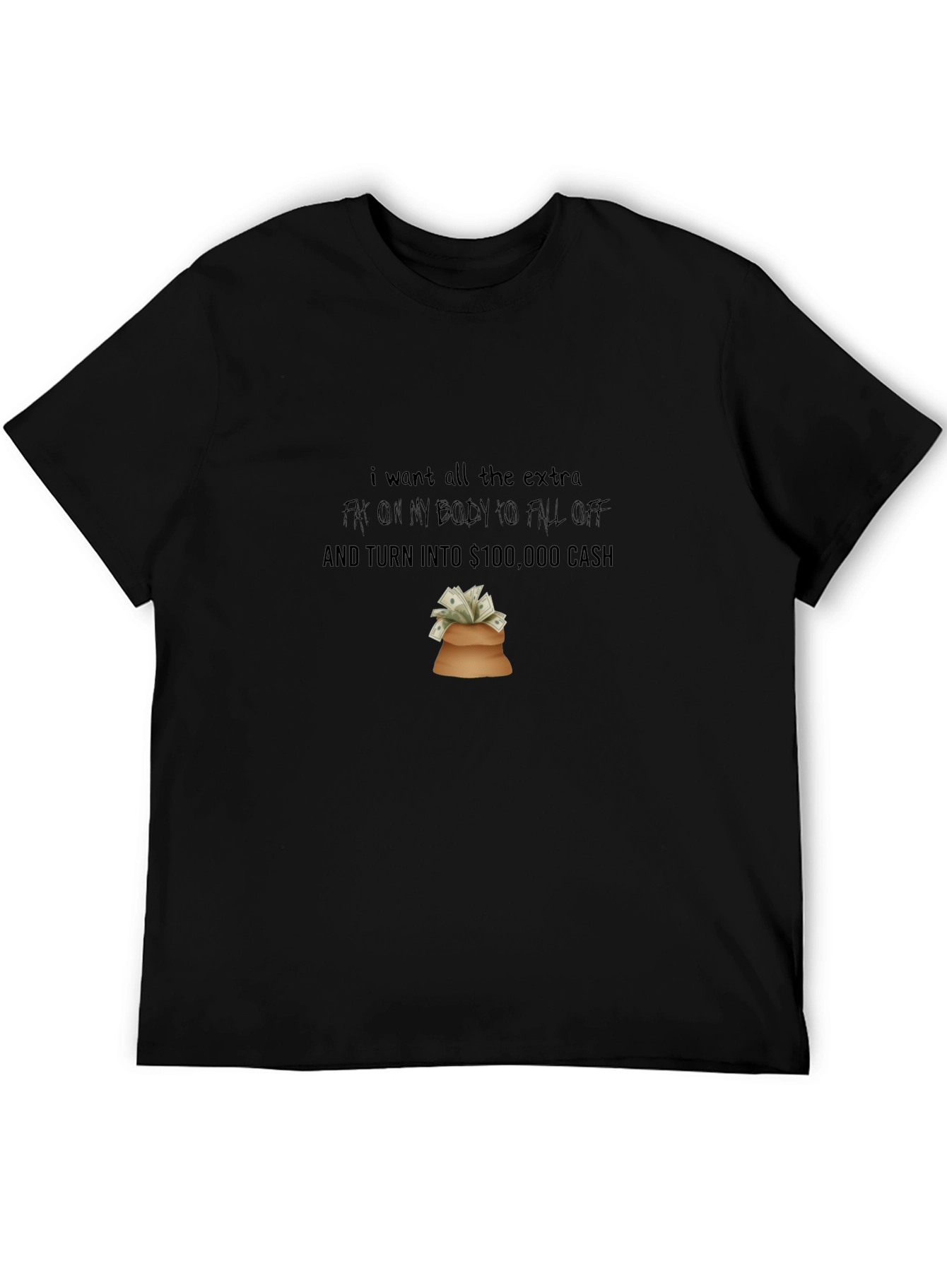 Black Humorous Weight Loss Wish T-Shirt view 5