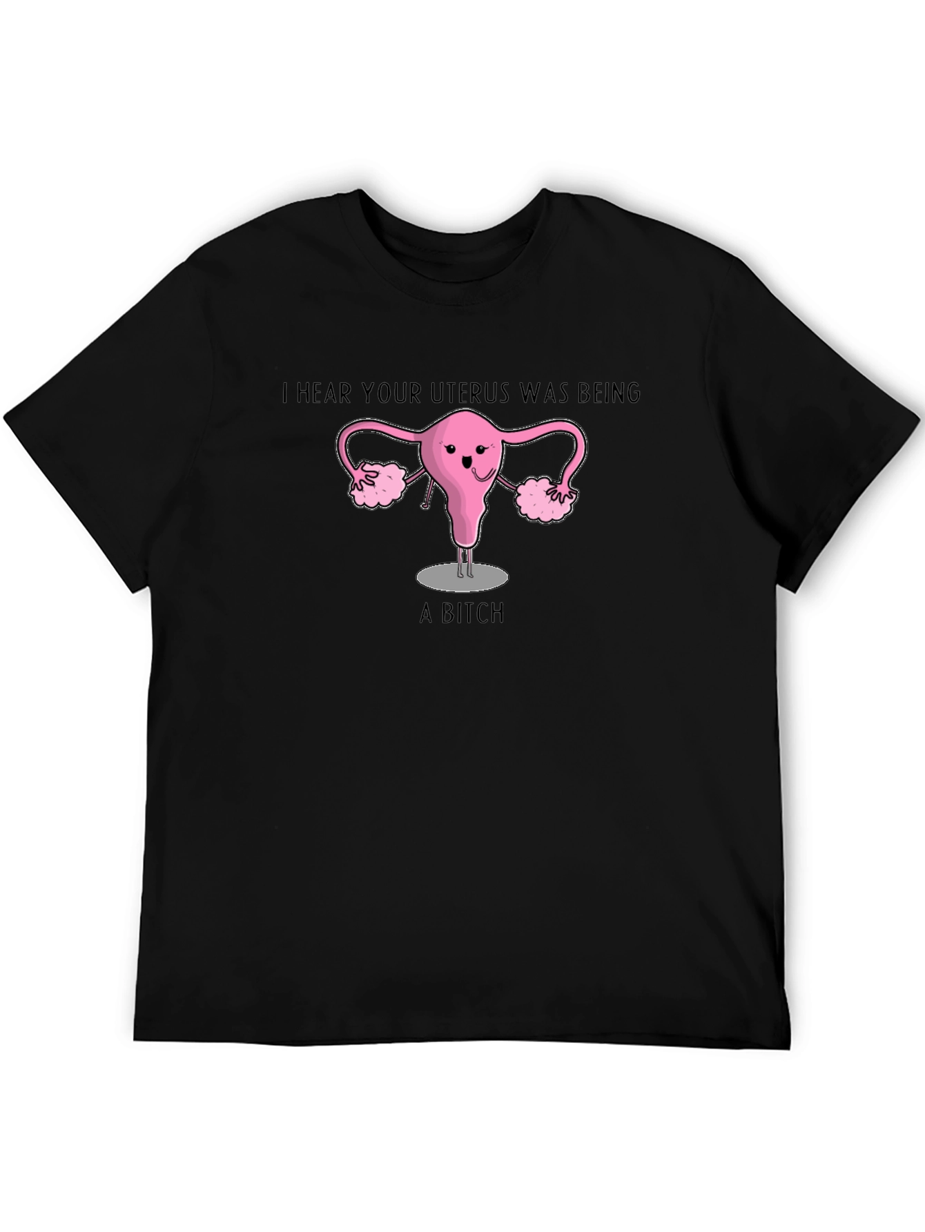 Black Uterus Humor Graphic T-Shirt view 5