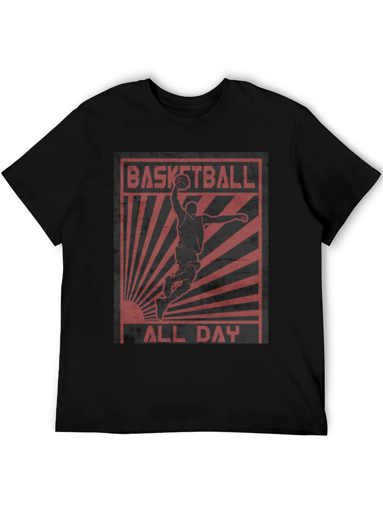 Black Basketball All Day Graphic Tee - Black Cotton T-Shirt view 5